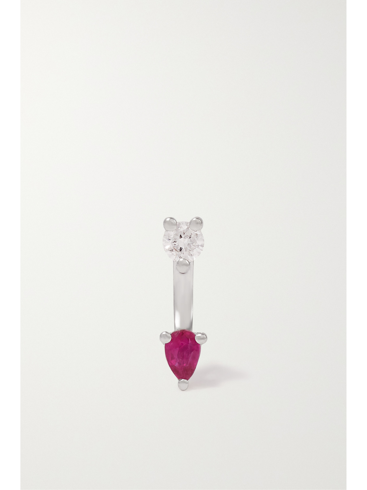 Delfina Delettrez - 18-karat White Gold, Ruby And Diamond Single Earring - Red