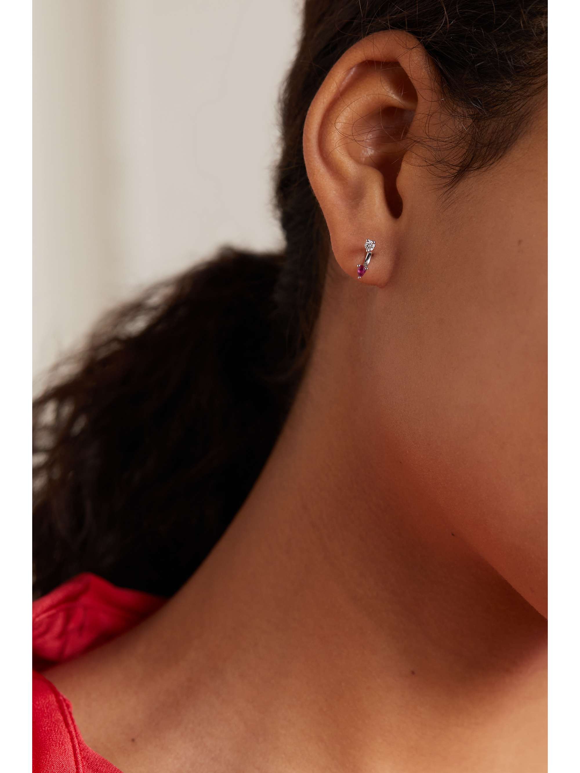 DELFINA DELETTREZ 18-karat white gold, ruby and diamond single earring