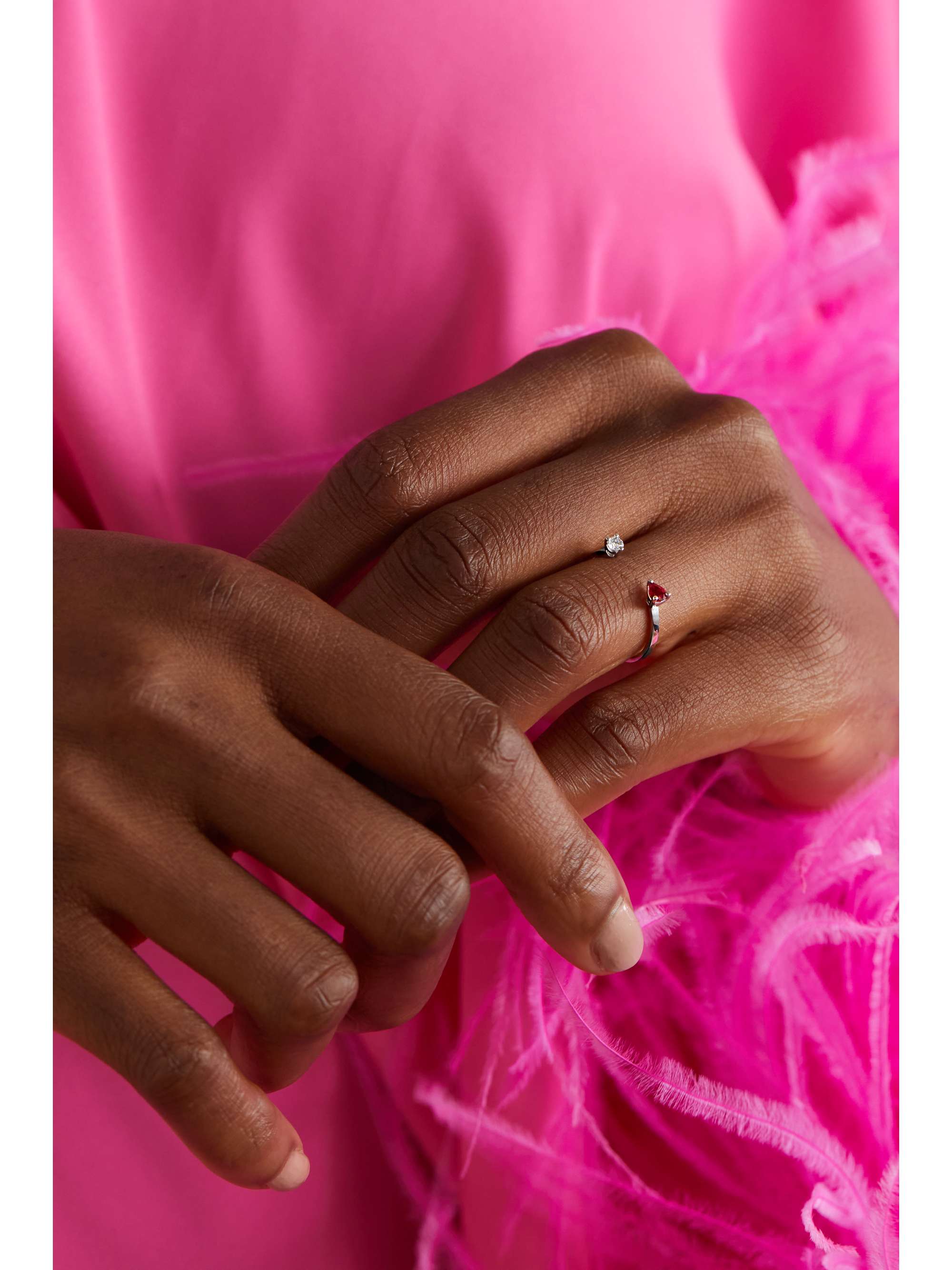 DELFINA DELETTREZ 18-karat white gold, ruby and diamond ring