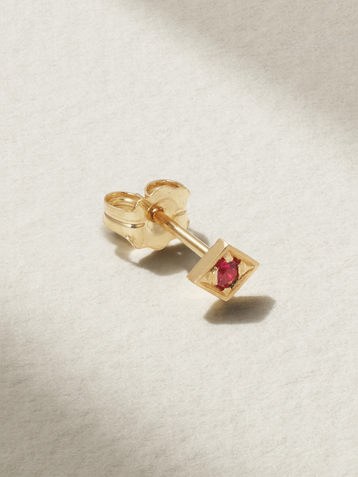 Azlee Lone Burst 18-karat Gold Ruby Single Earring