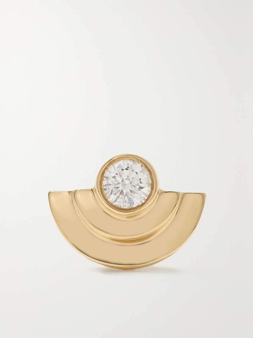 Azlee Petite Staircase 18-karat Gold Diamond Single Earring