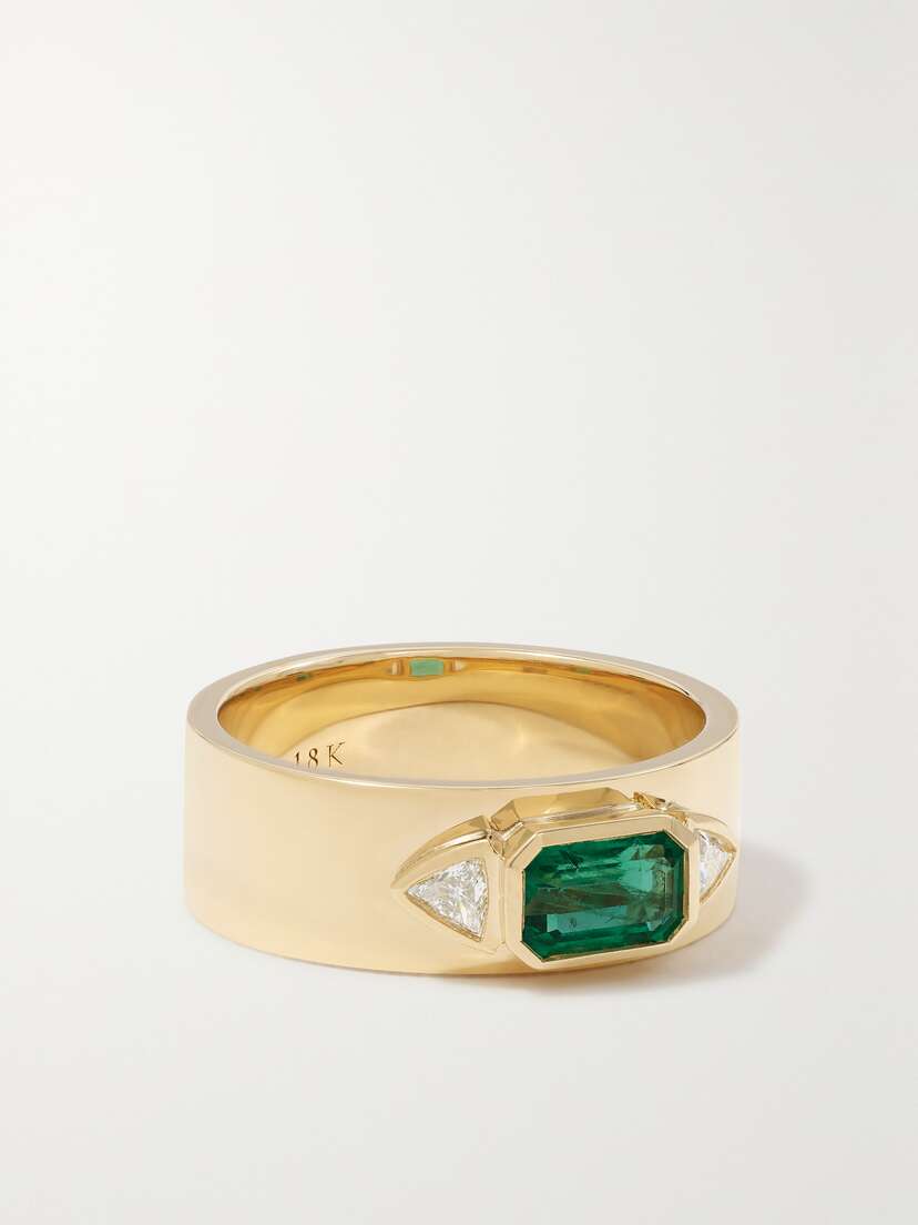 Azlee 18-karat , Emerald And Diamond Ring