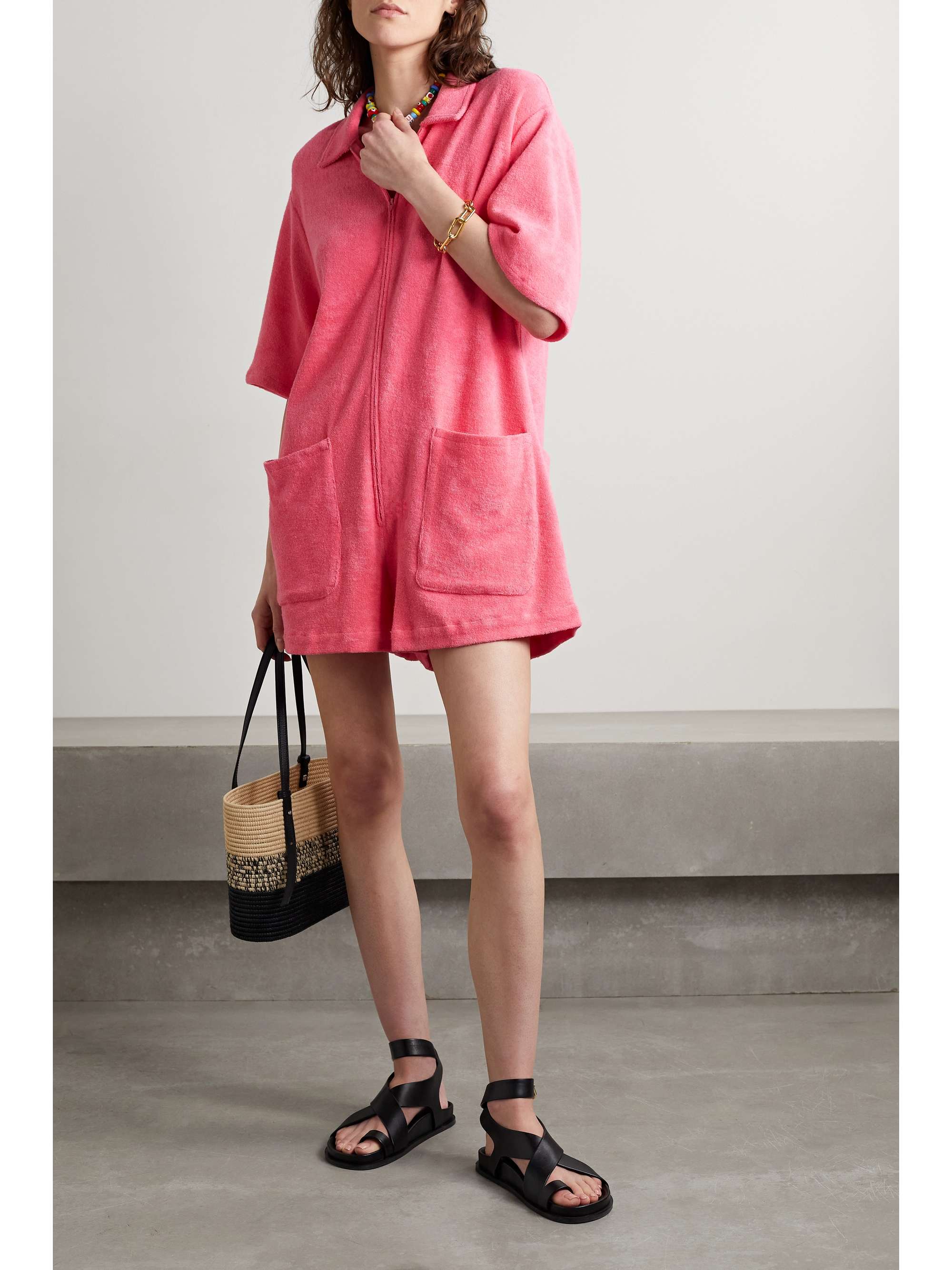 RIVET UTILITY + NET SUSTAIN Stunner cottonterry playsuit NETAPORTER