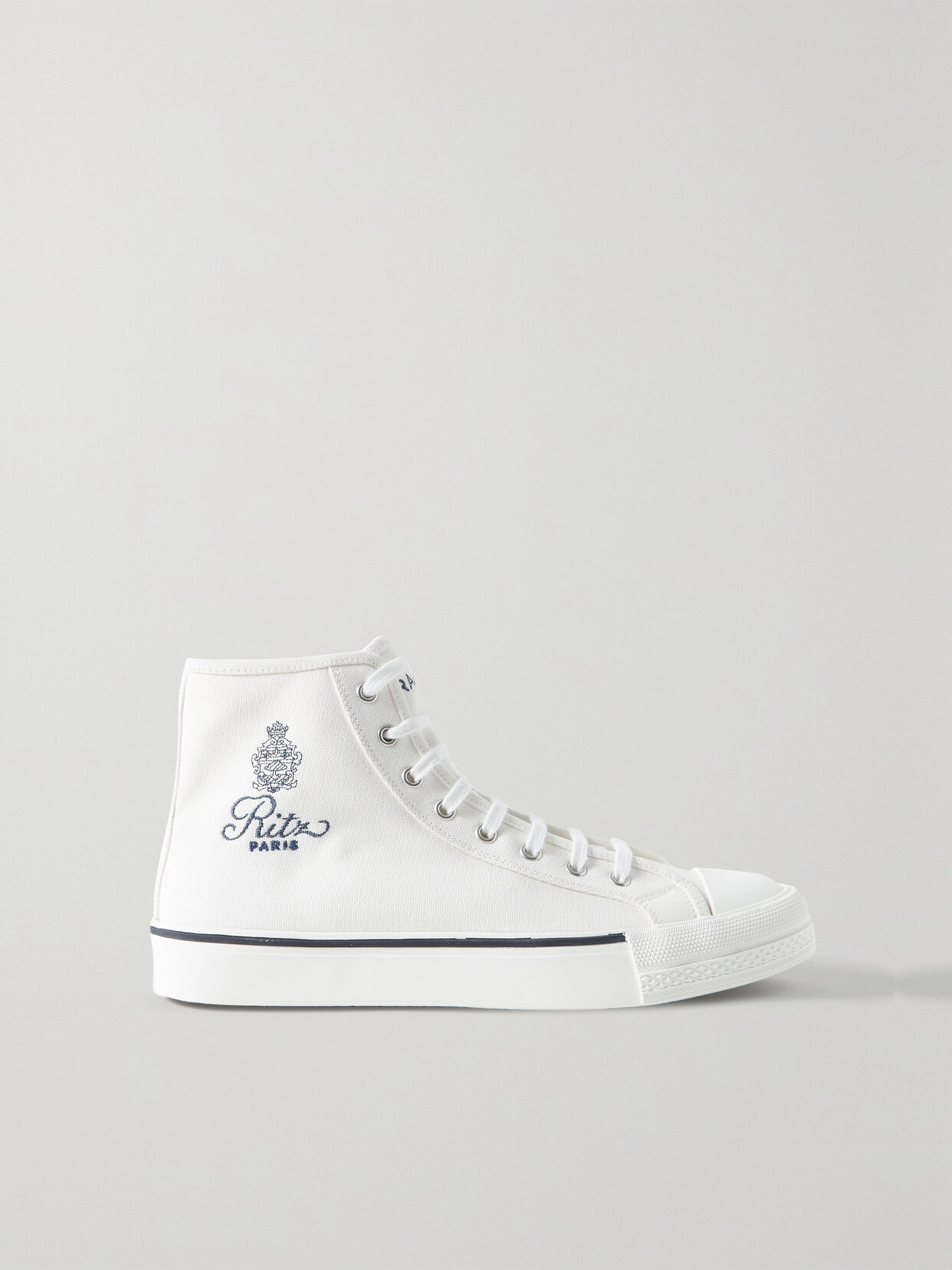 FRAME - + Ritz Paris Embroidered Canvas High-top Sneakers - White