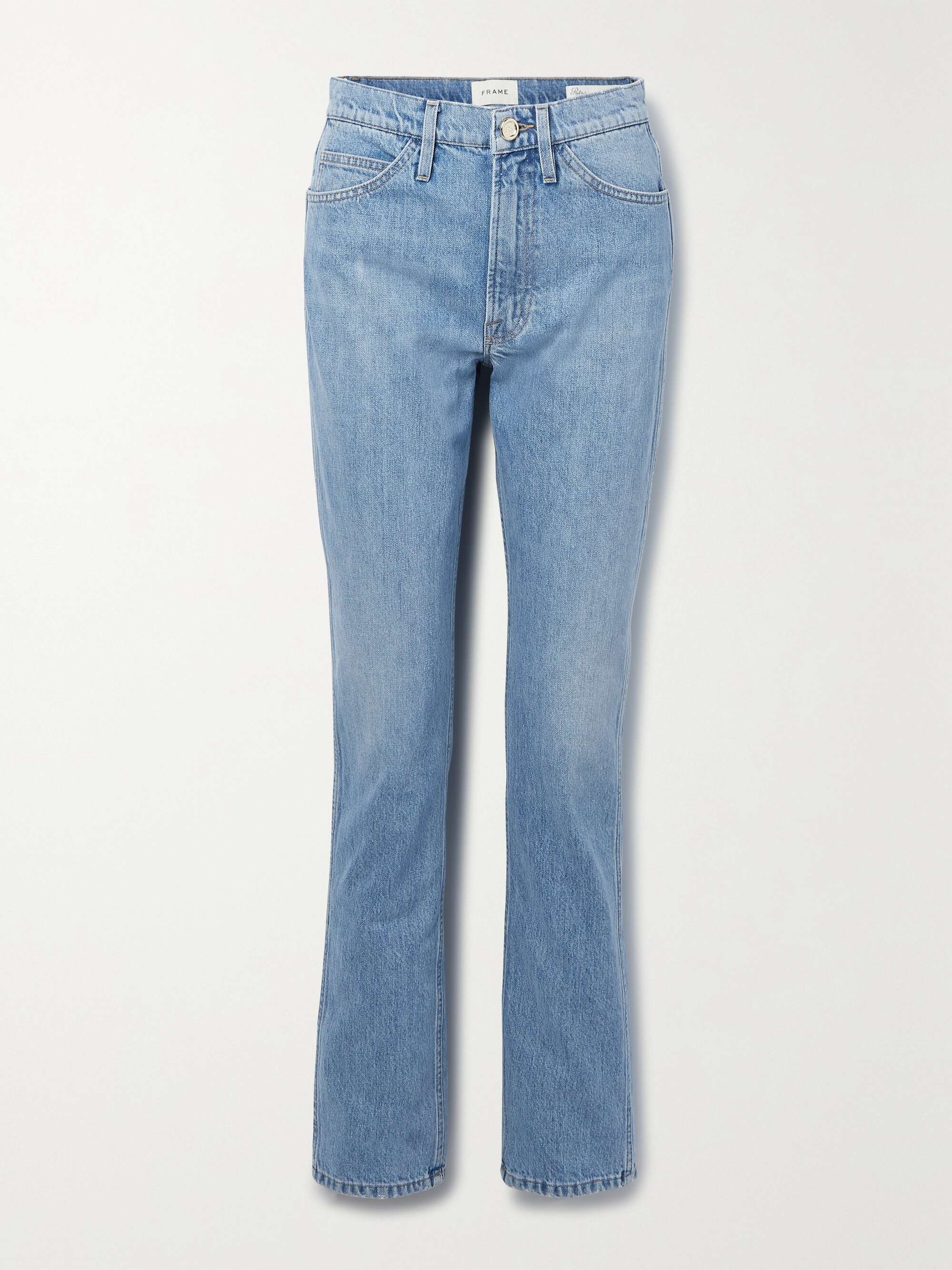 FRAME + Ritz Paris appliquéd highrise straightleg jeans NETAPORTER