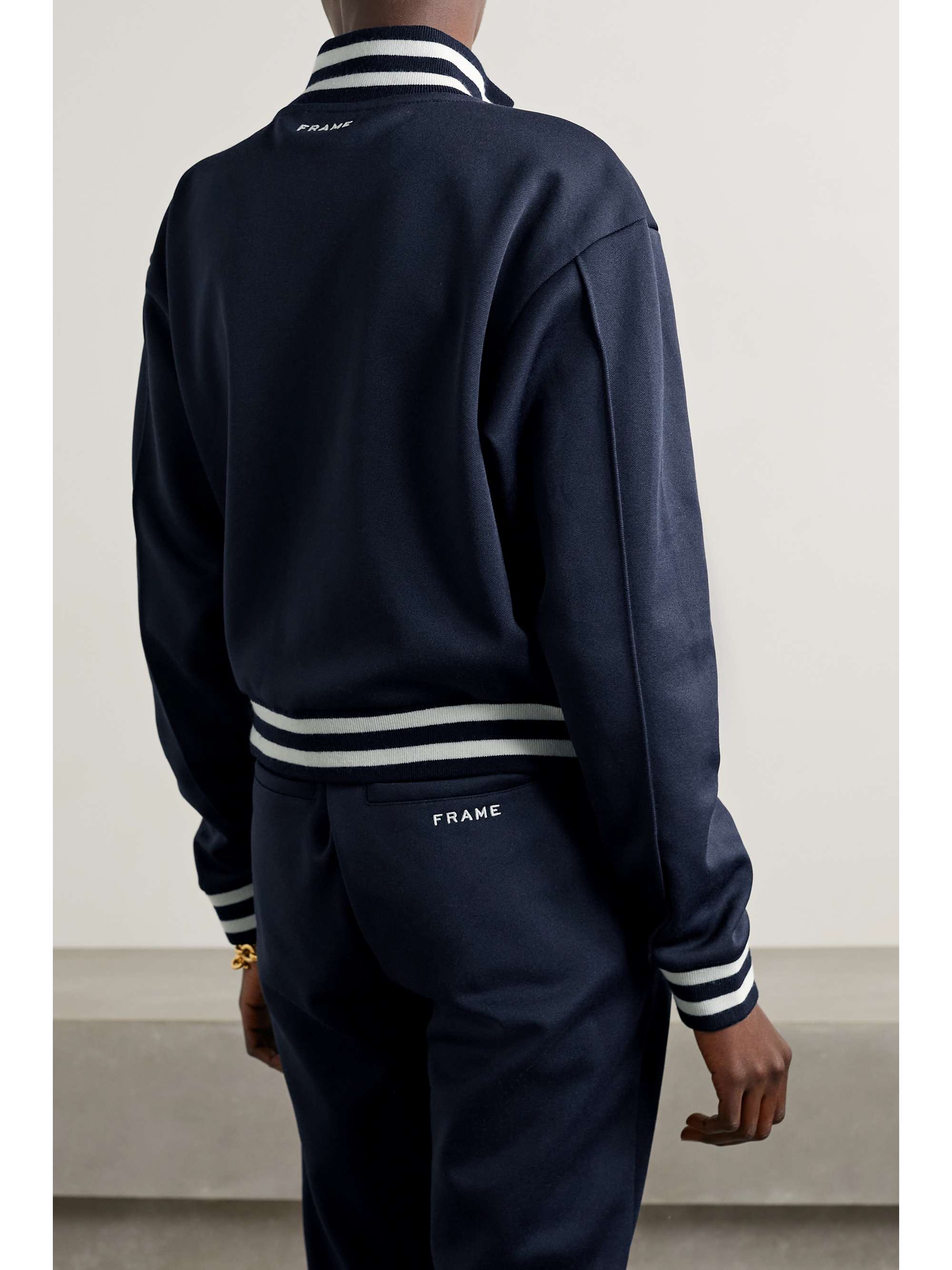 FRAME + Ritz Paris striped embroidered jersey track jacket