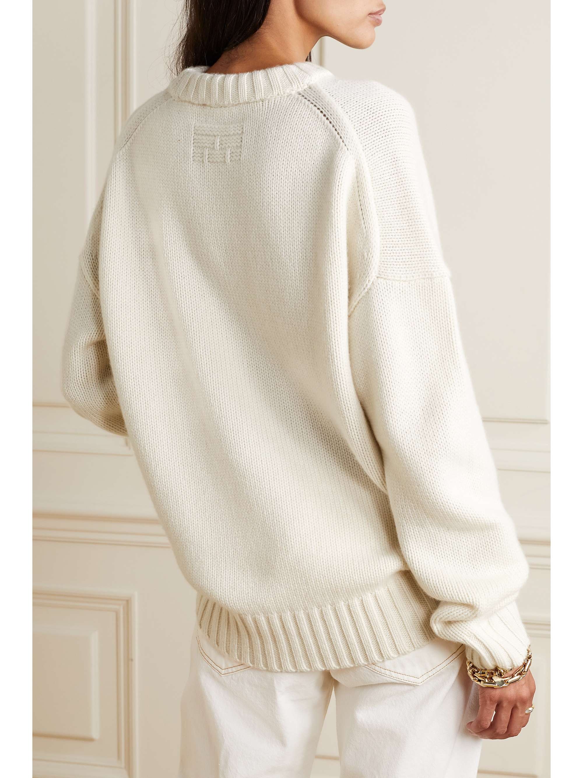 FRAME + Ritz Paris embroidered cashmere sweater NETAPORTER