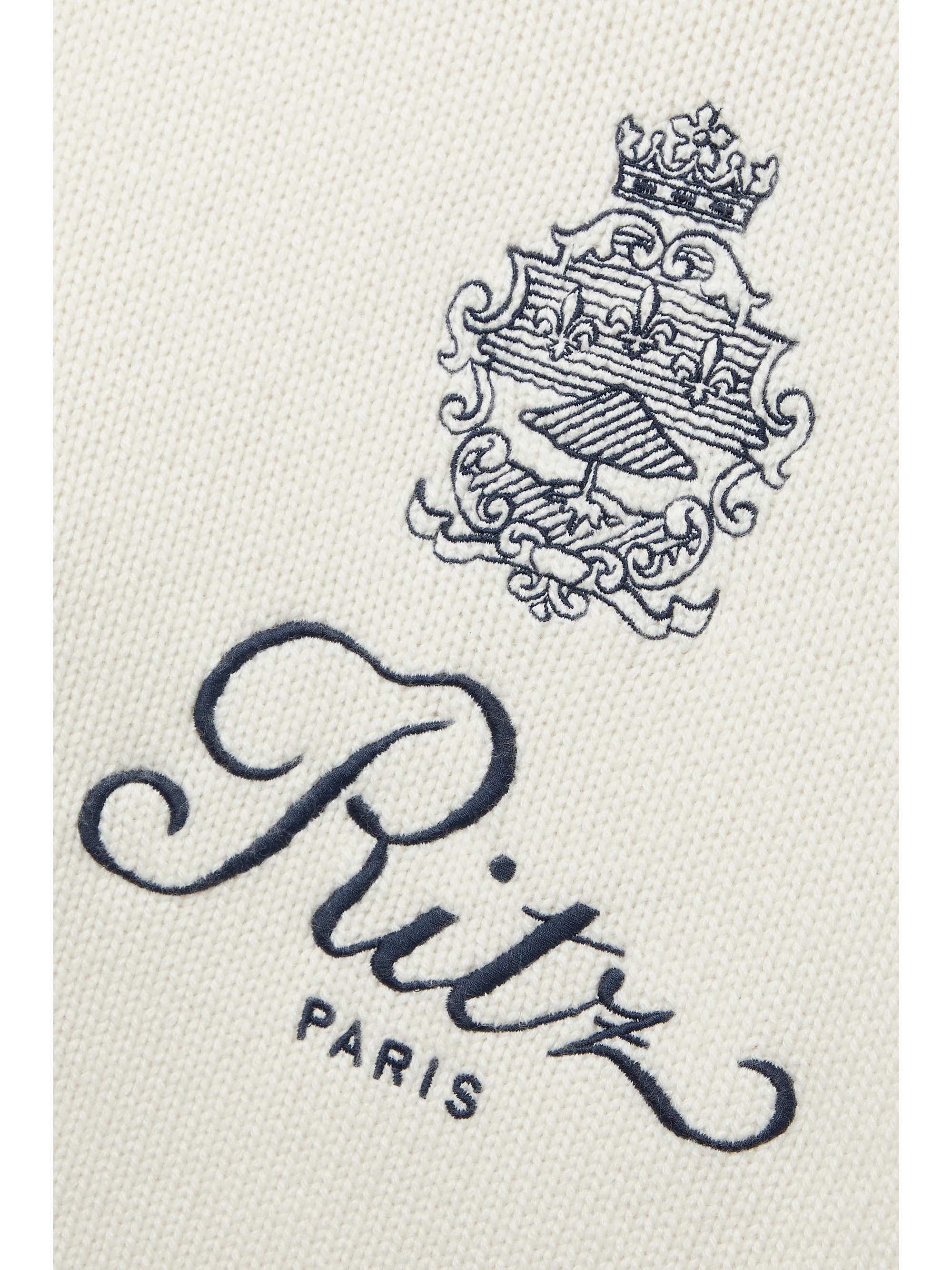 FRAME + Ritz Paris embroidered cashmere sweater NETAPORTER