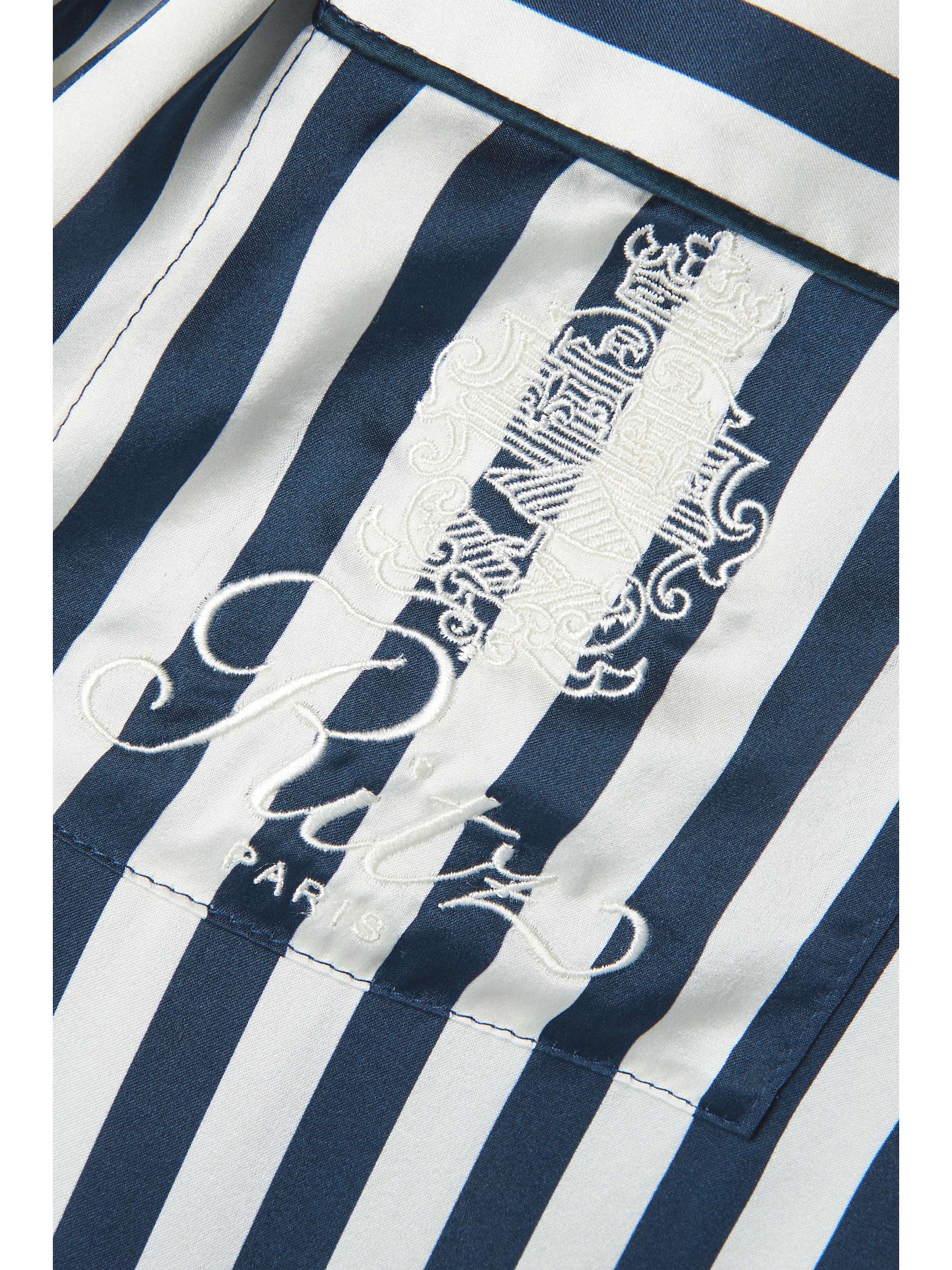 FRAME Chemise de pyjama en satin de soie à rayures et à broderie x Ritz Paris