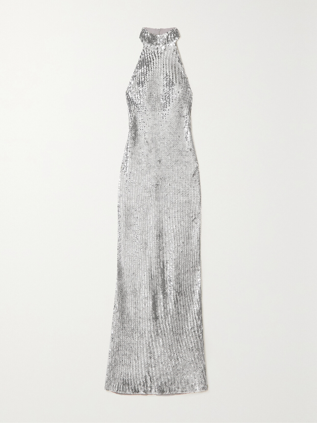 Ashish Sequined Georgette Maxi Dress - Silver