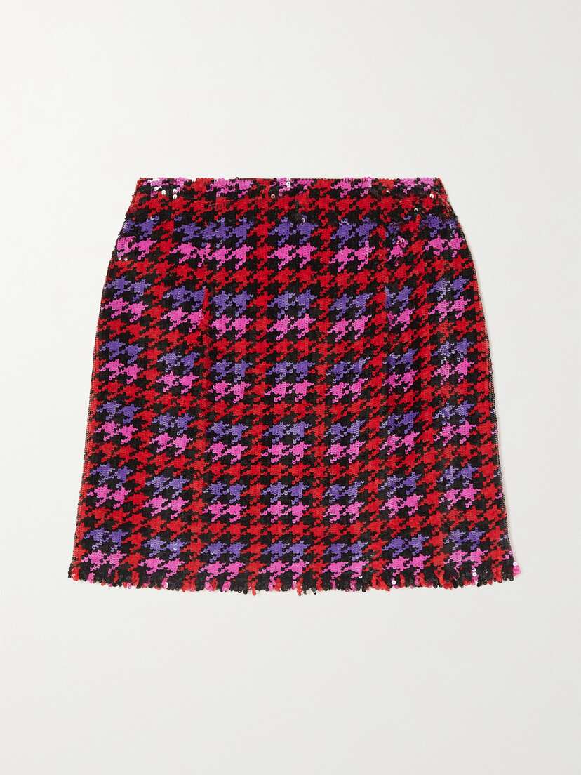 Ashish Houndstooth Sequined Georgette Mini Skirt - x large