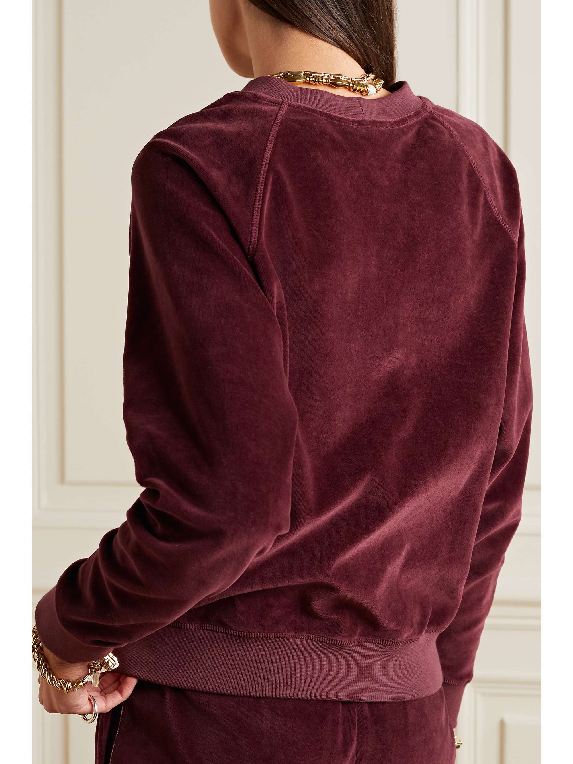 SPORTY & RICH Frida embroidered cottonvelour sweatshirt NETAPORTER