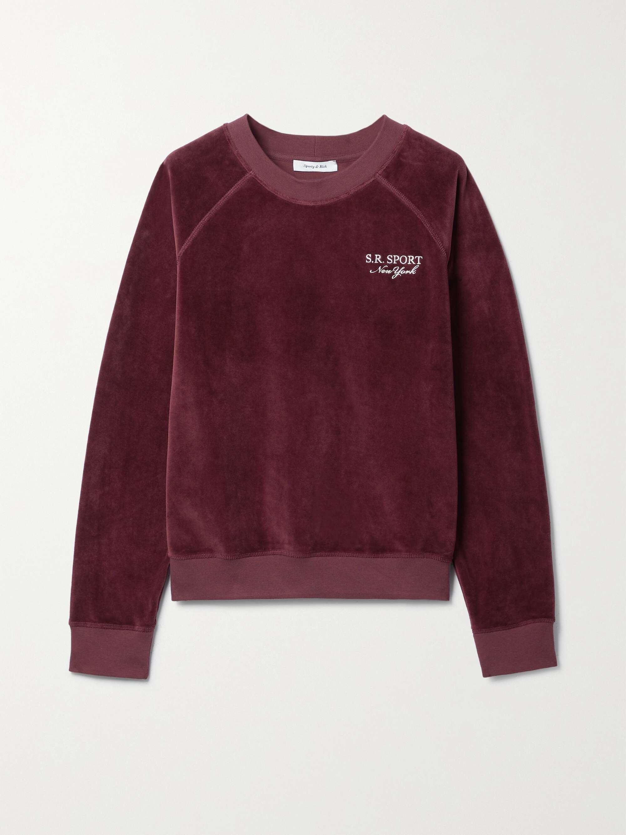 SPORTY & RICH Frida embroidered cotton-velour sweatshirt | NET-A-PORTER