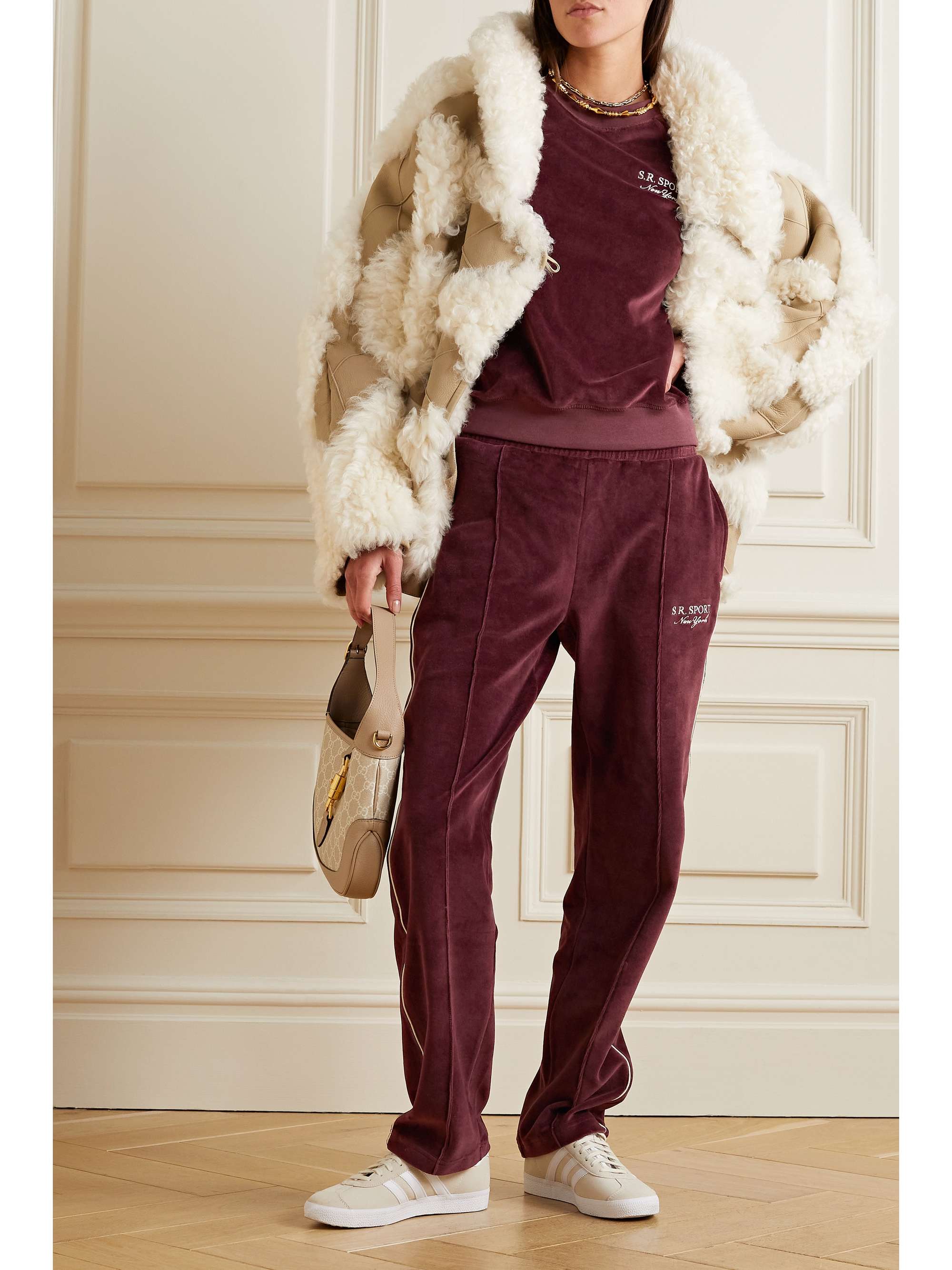 SPORTY & RICH Frida embroidered cottonvelour sweatshirt NETAPORTER