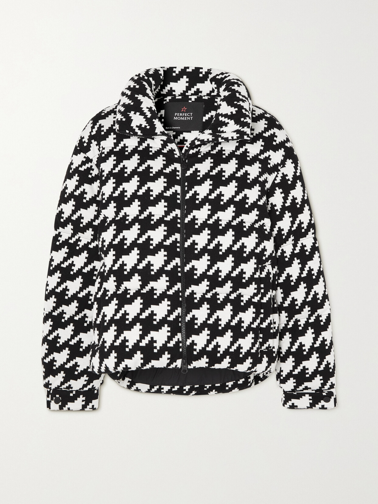 PERFECT MOMENT HOUNDSTOOTH QUILTED PADDED DOWN SKI JACKET