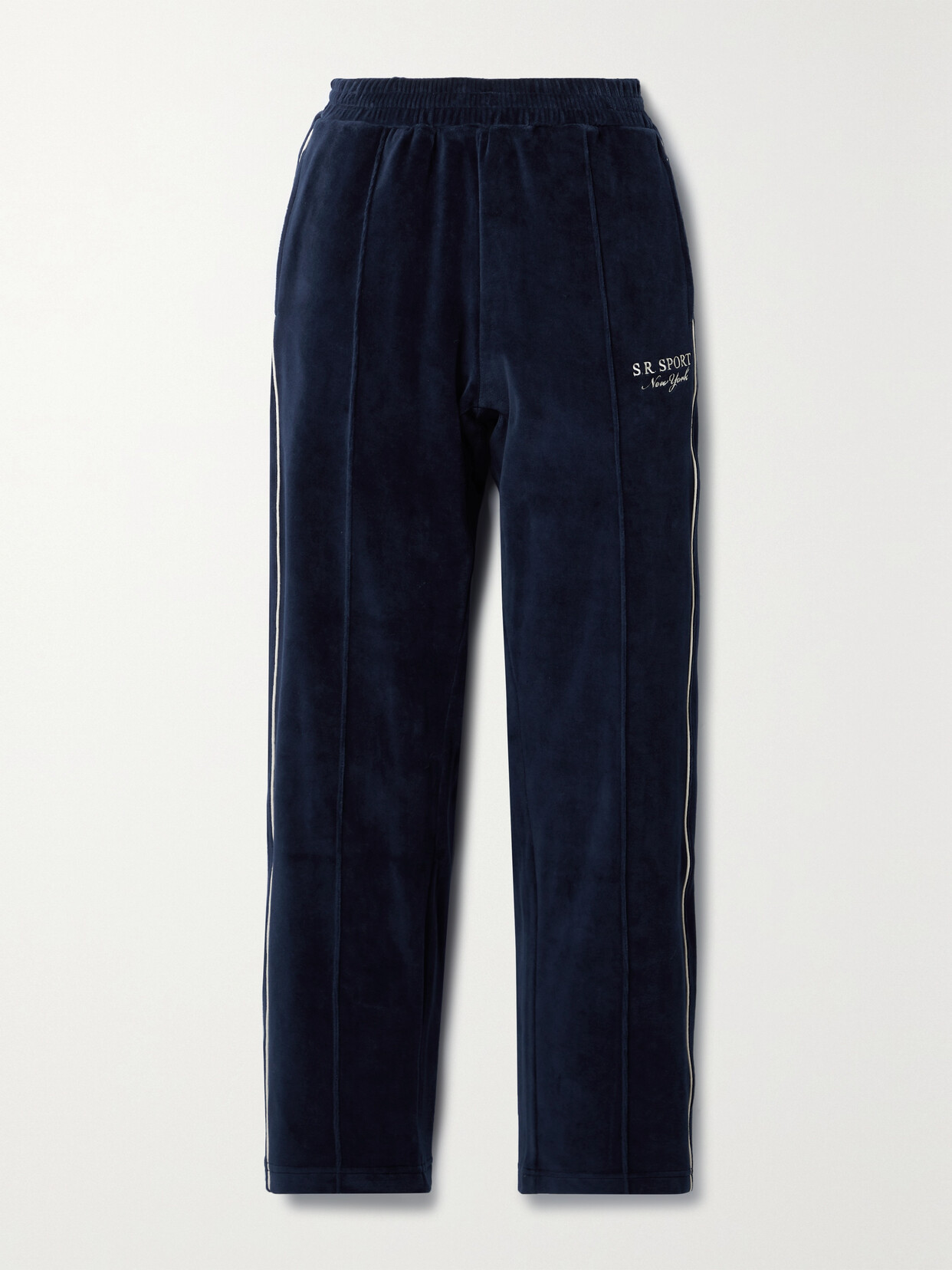 Sporty & Rich - Brandie Embroidered Cotton-velour Track Pants - Blue