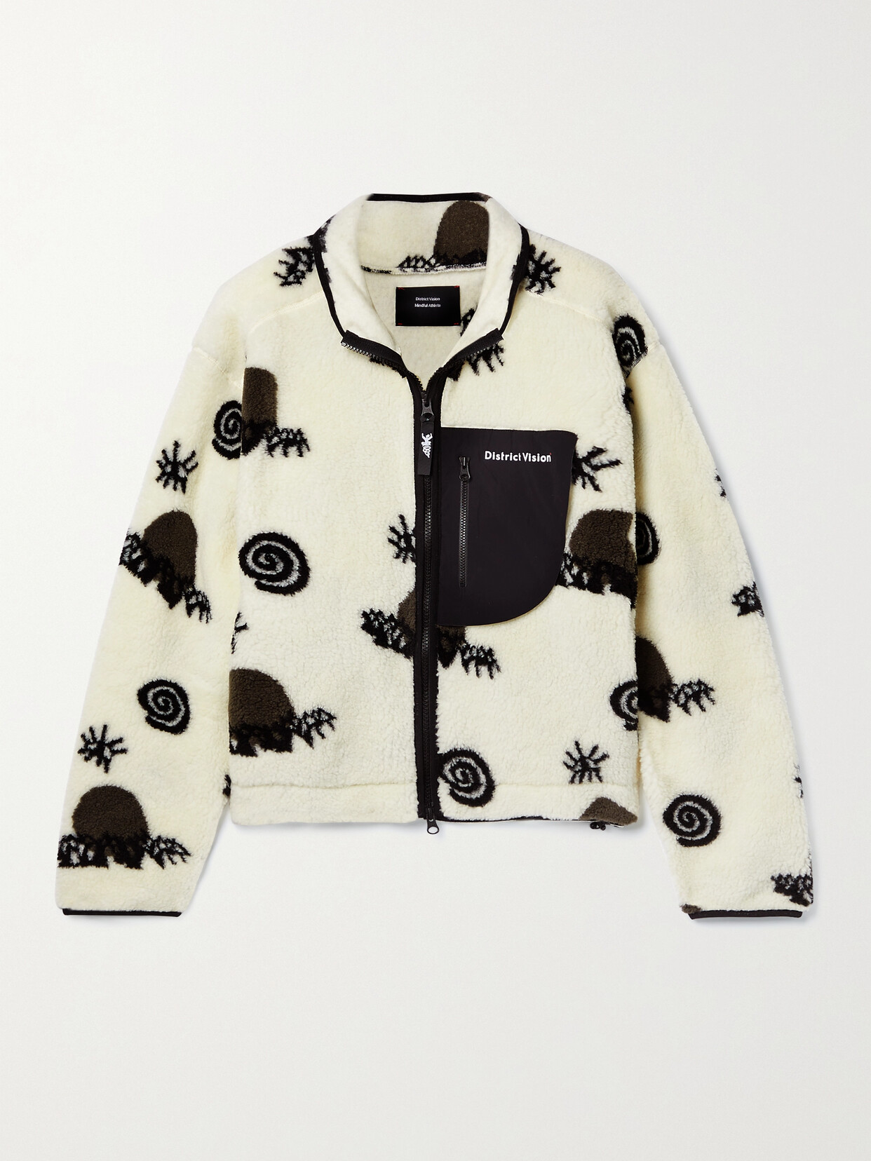 District Vision - Kendra Printed Shell-trimmed Fleece Jacket - White