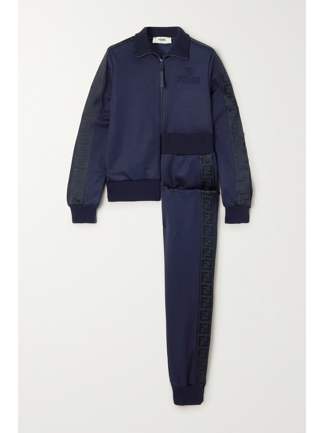 Fendi Webbing-trimmed Embossed Piqué-jersey Tracksuit