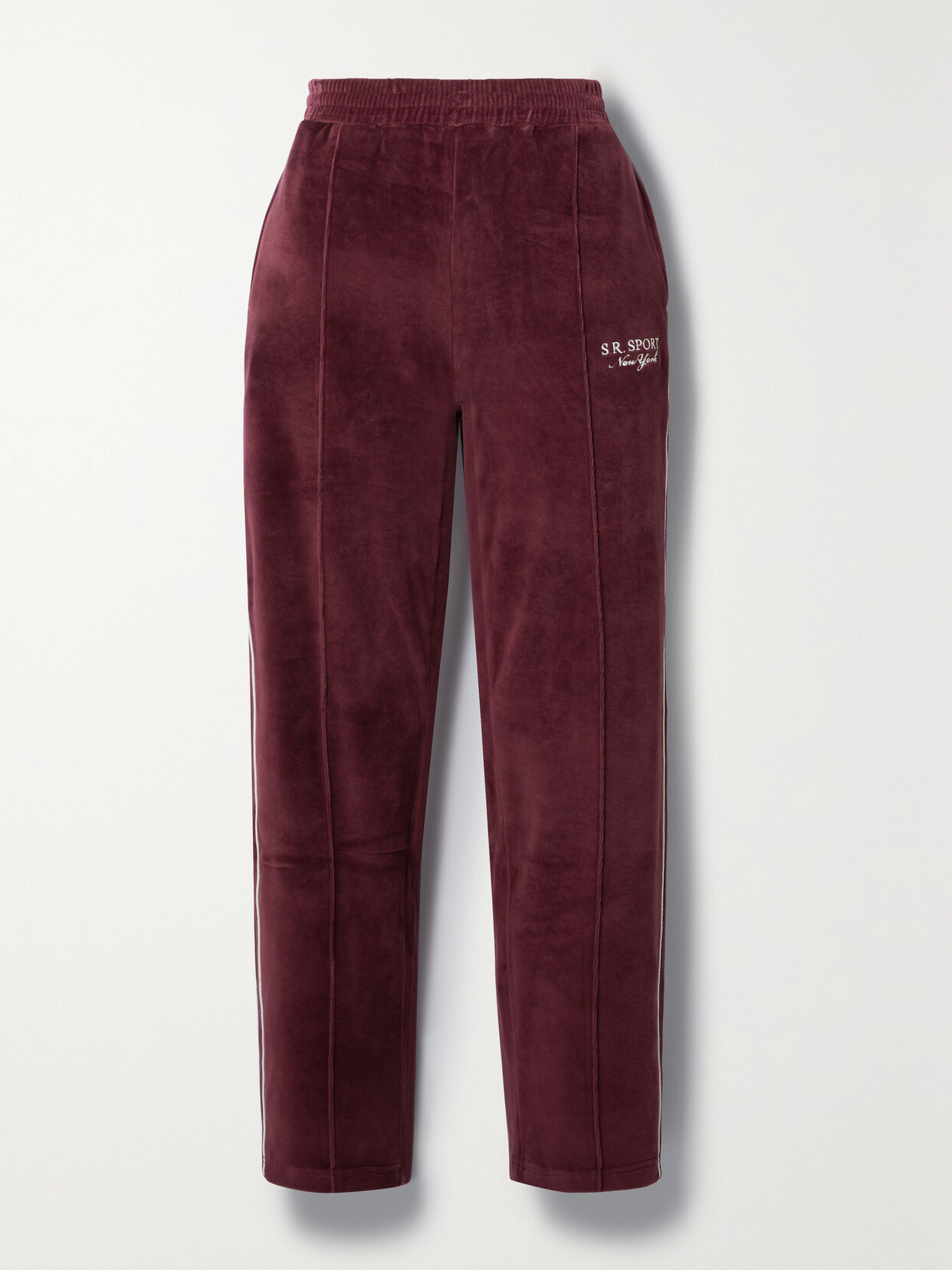 SPORTY AND RICH BRANDIE EMBROIDERED COTTON-VELOUR TRACK trousers