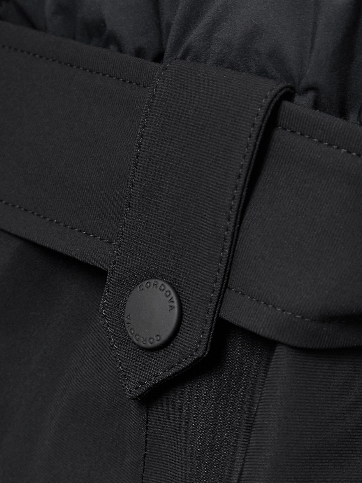Cordova Sommet Hooded Belted Padded Ski Suit In Black