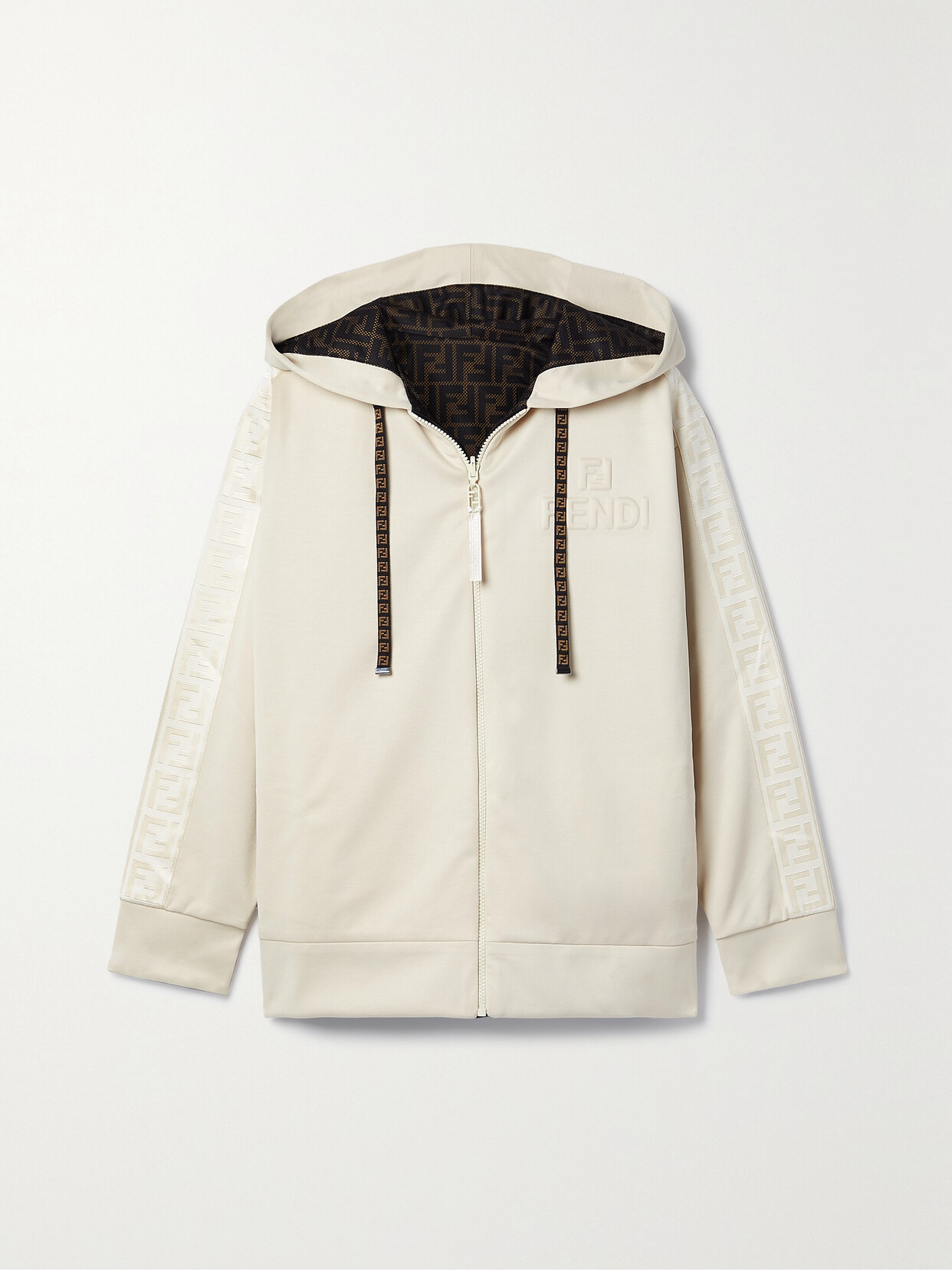 Fendi - Fendirama Reversible Piqué And Printed Mesh Hoodie - White