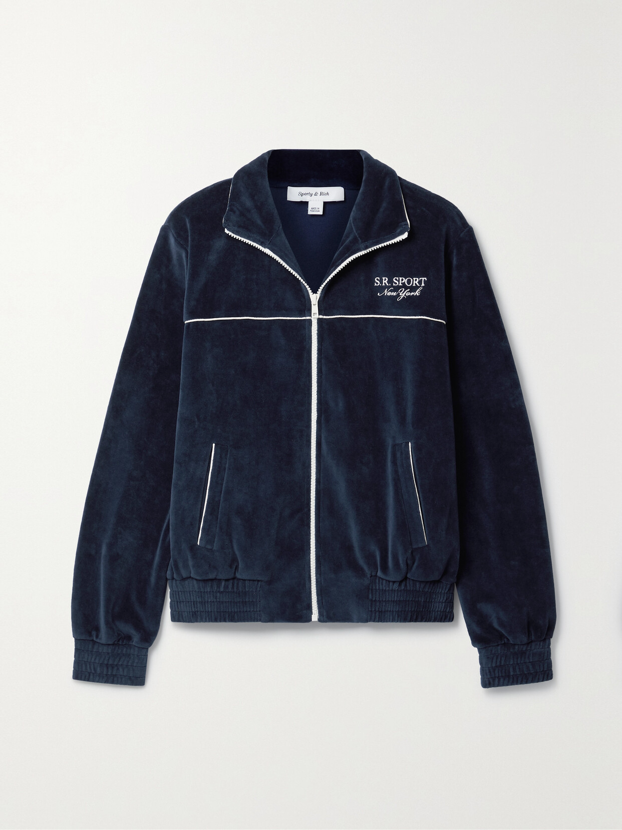 Sporty & Rich - Eden Embroidered Cotton-velour Track Jacket - Blue