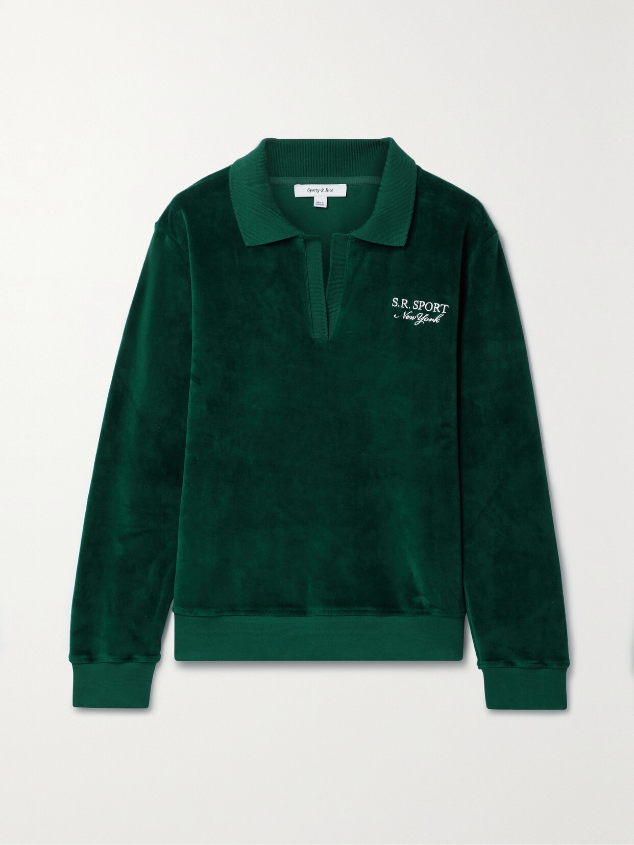 Sporty & Rich - Amanda Embroidered Cotton-velour Sweatshirt - Green