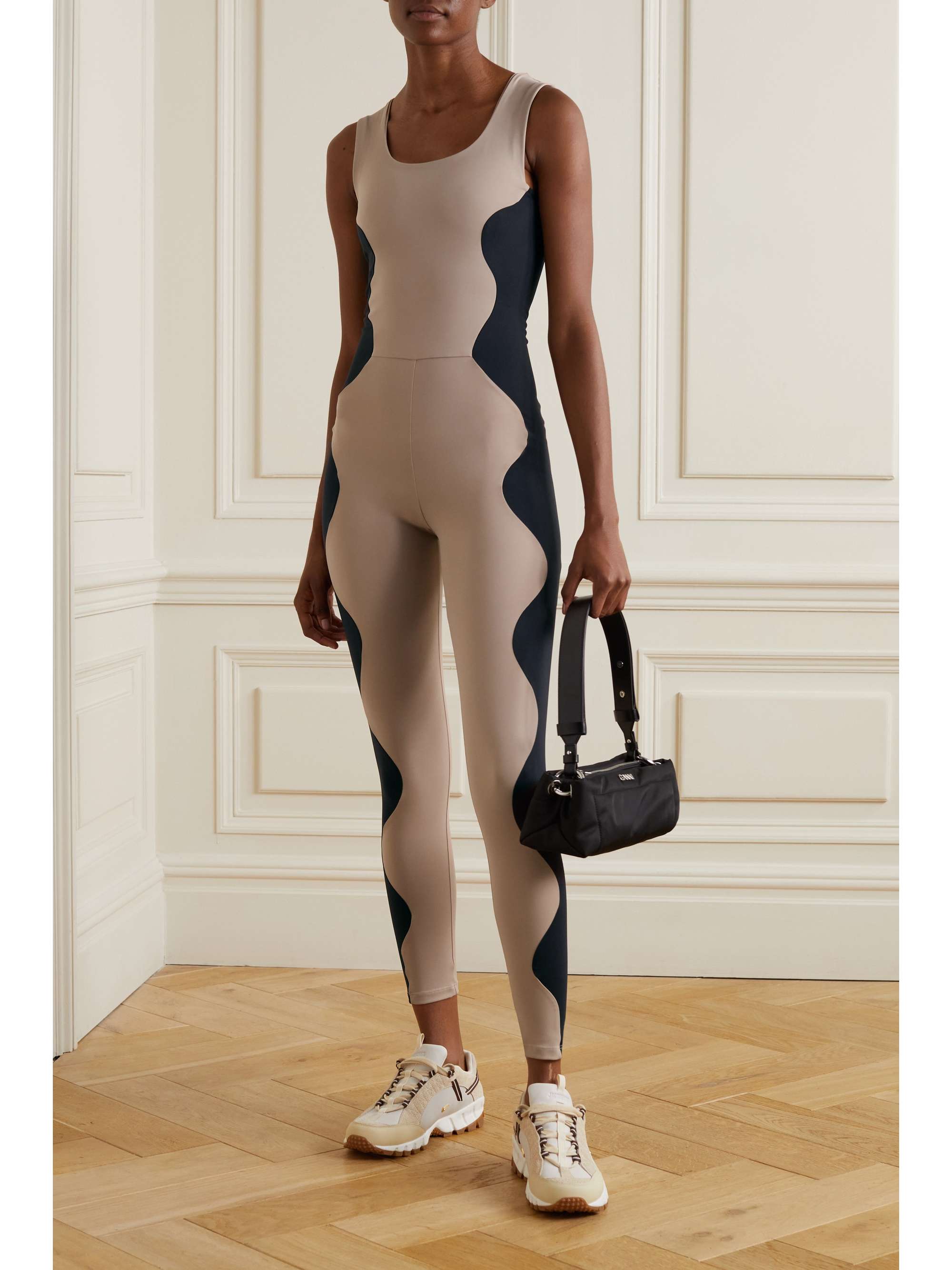 PORT DE BRAS Wave two-tone stretch-jersey jumpsuit