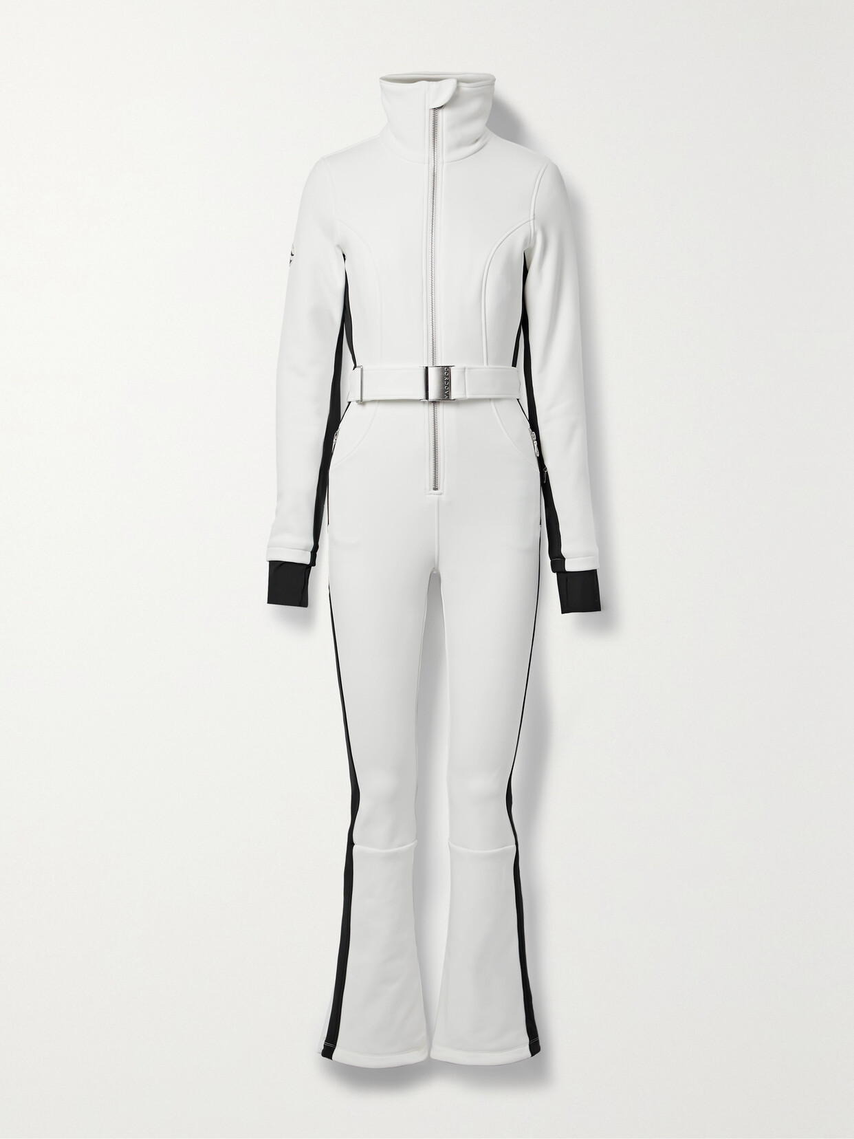Cordova White Side Stripe Ski Suit In Ivory