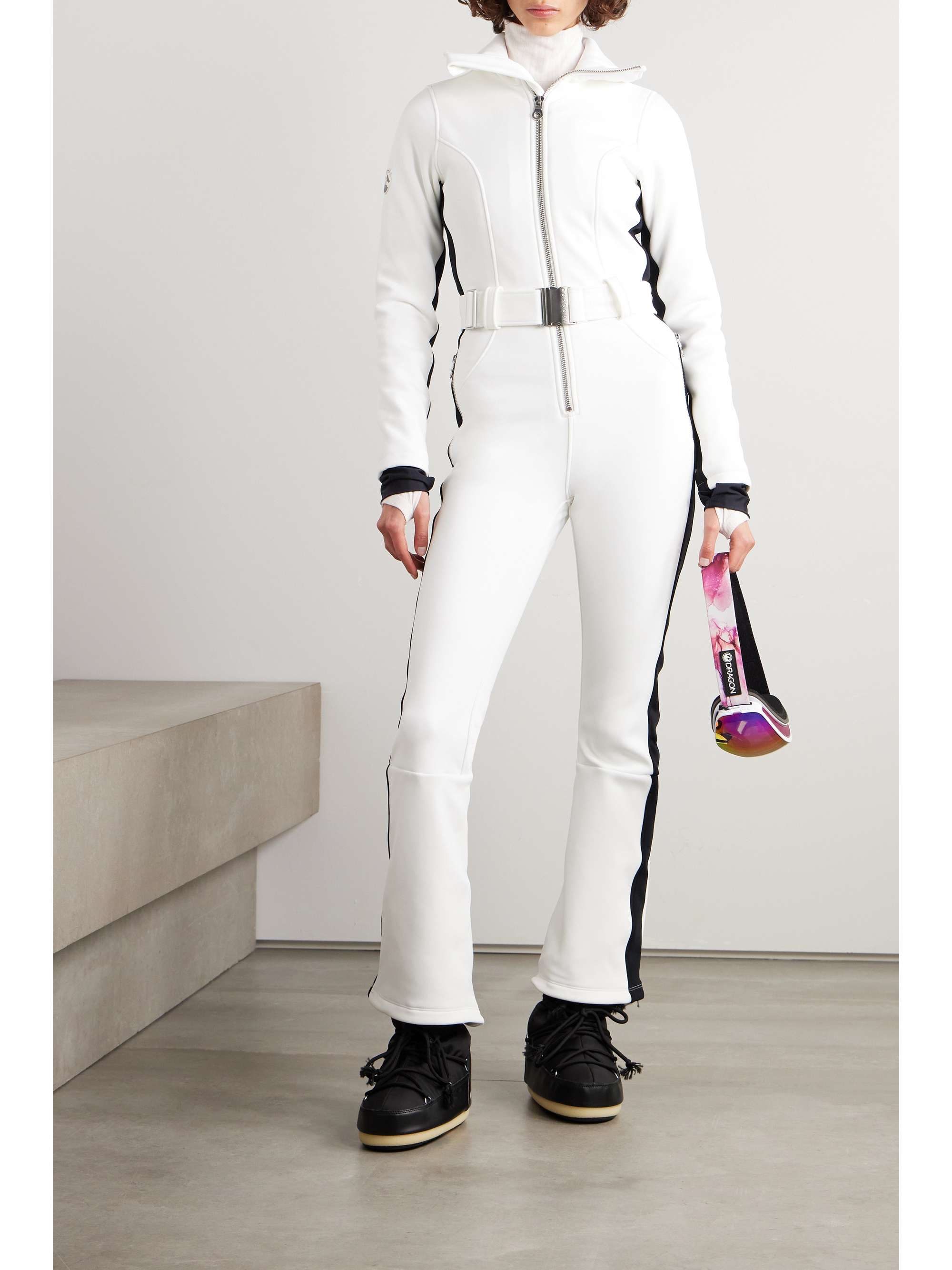 The Cordova striped ski suit