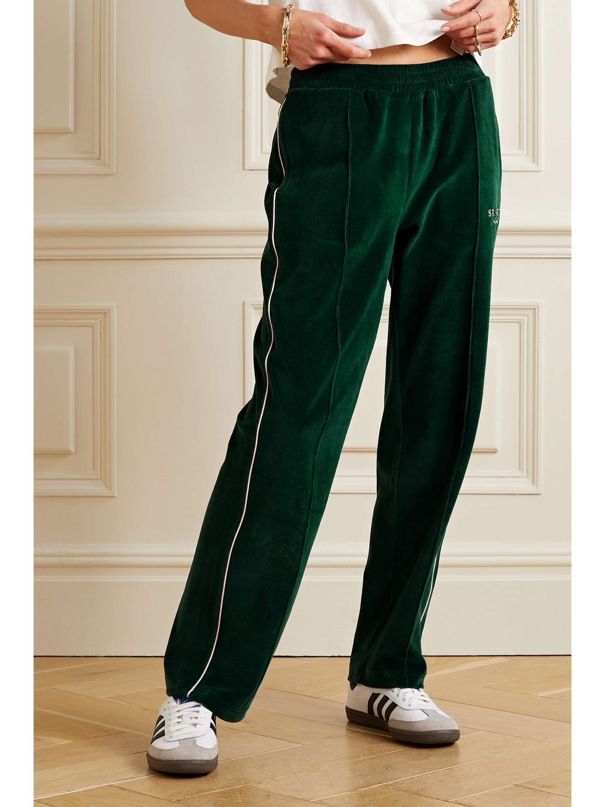 SPORTY & RICH Brandie Jogginghose aus Baumwoll-Velours mit Stickerei