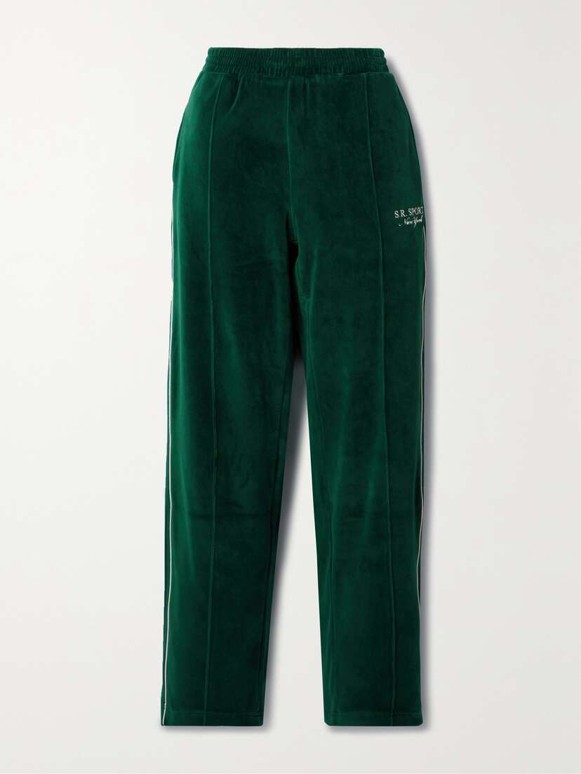 Sporty & Rich Brandie Embroidered Cotton-velour Track Pants