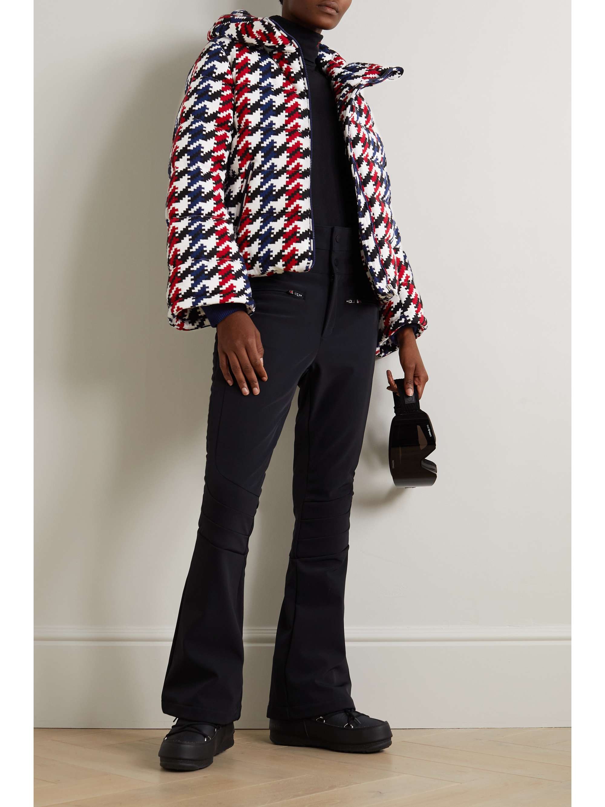 PERFECT MOMENT Houndstooth quilted down ski jacket | NET-A-PORTER