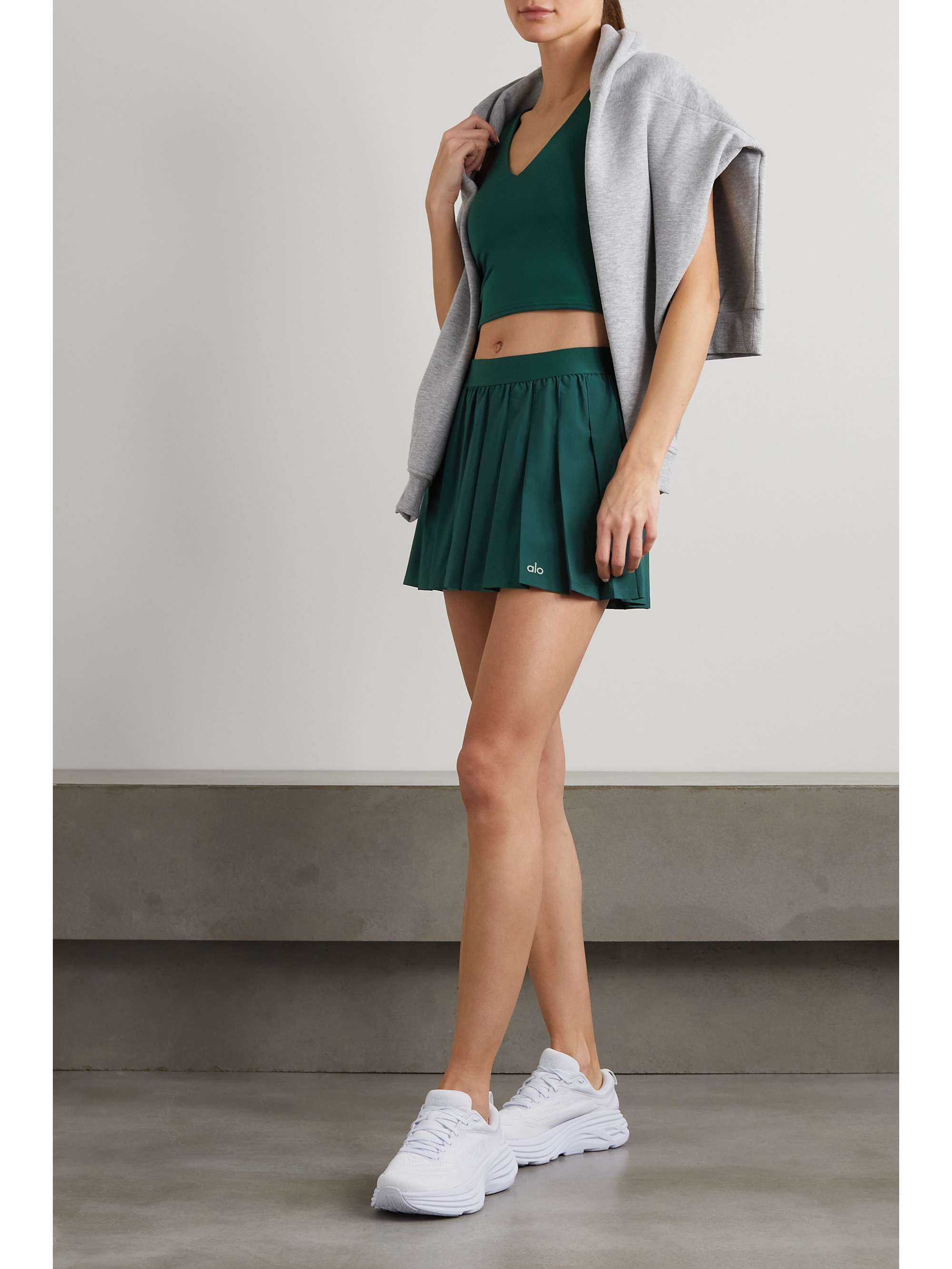 ALO YOGA Varsity pleated stretch-jersey tennis skirt