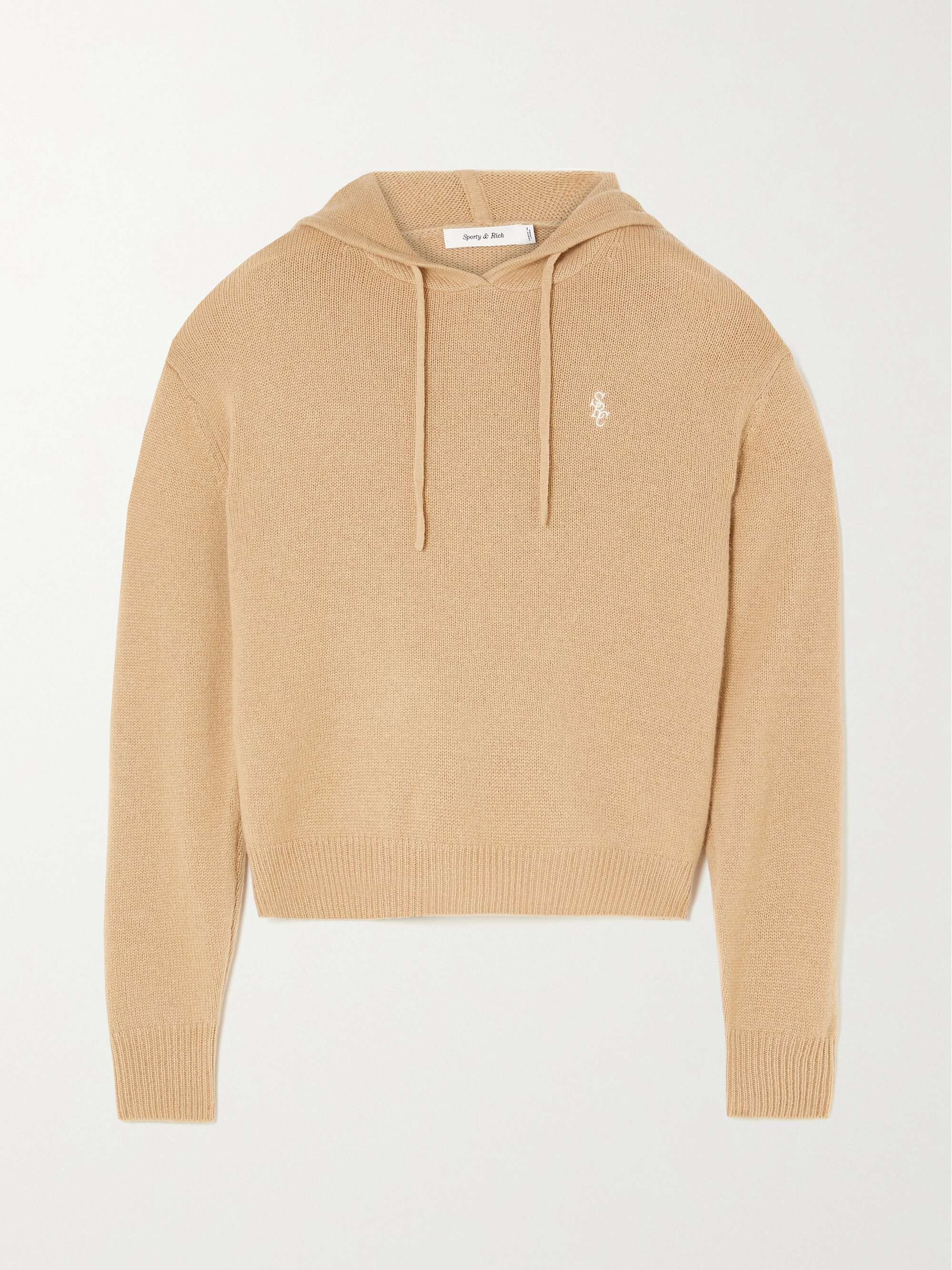 Camel Iman embroidered cashmere hoodie | SPORTY & RICH | NET-A-PORTER