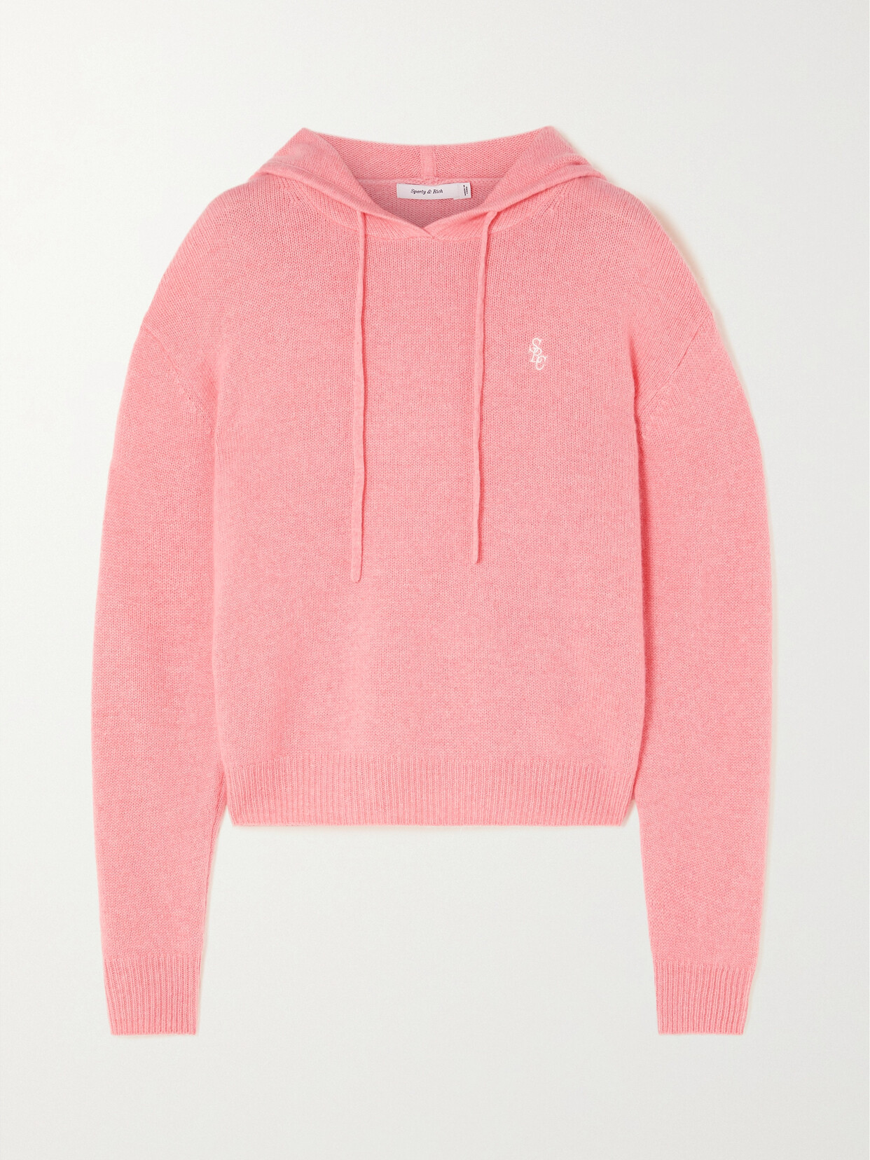 Sporty And Rich Logo-embroidered Cashmere Hoodie In Pink