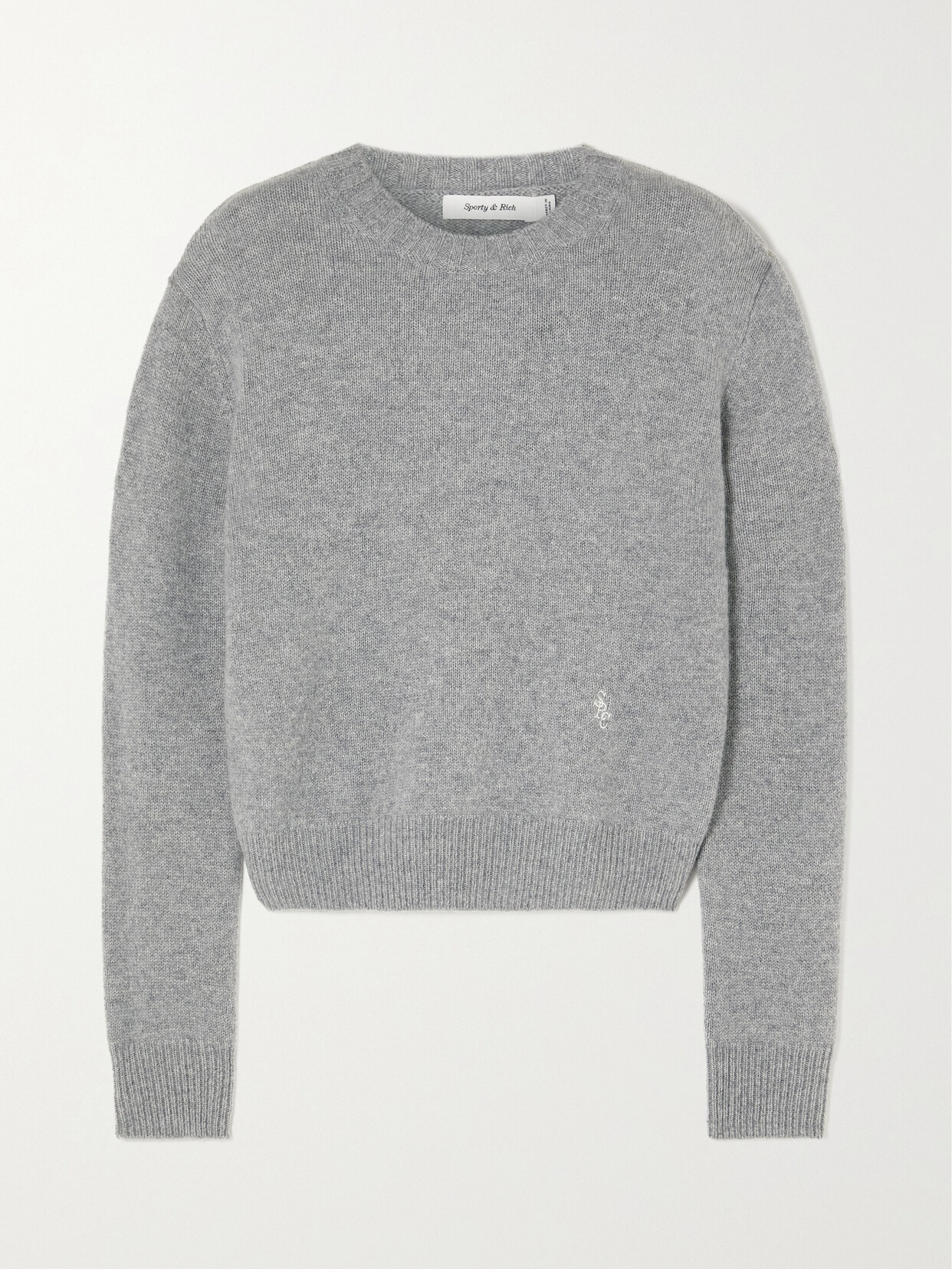 Sporty & Rich - Itzel Embroidered Cashmere Sweater - Gray