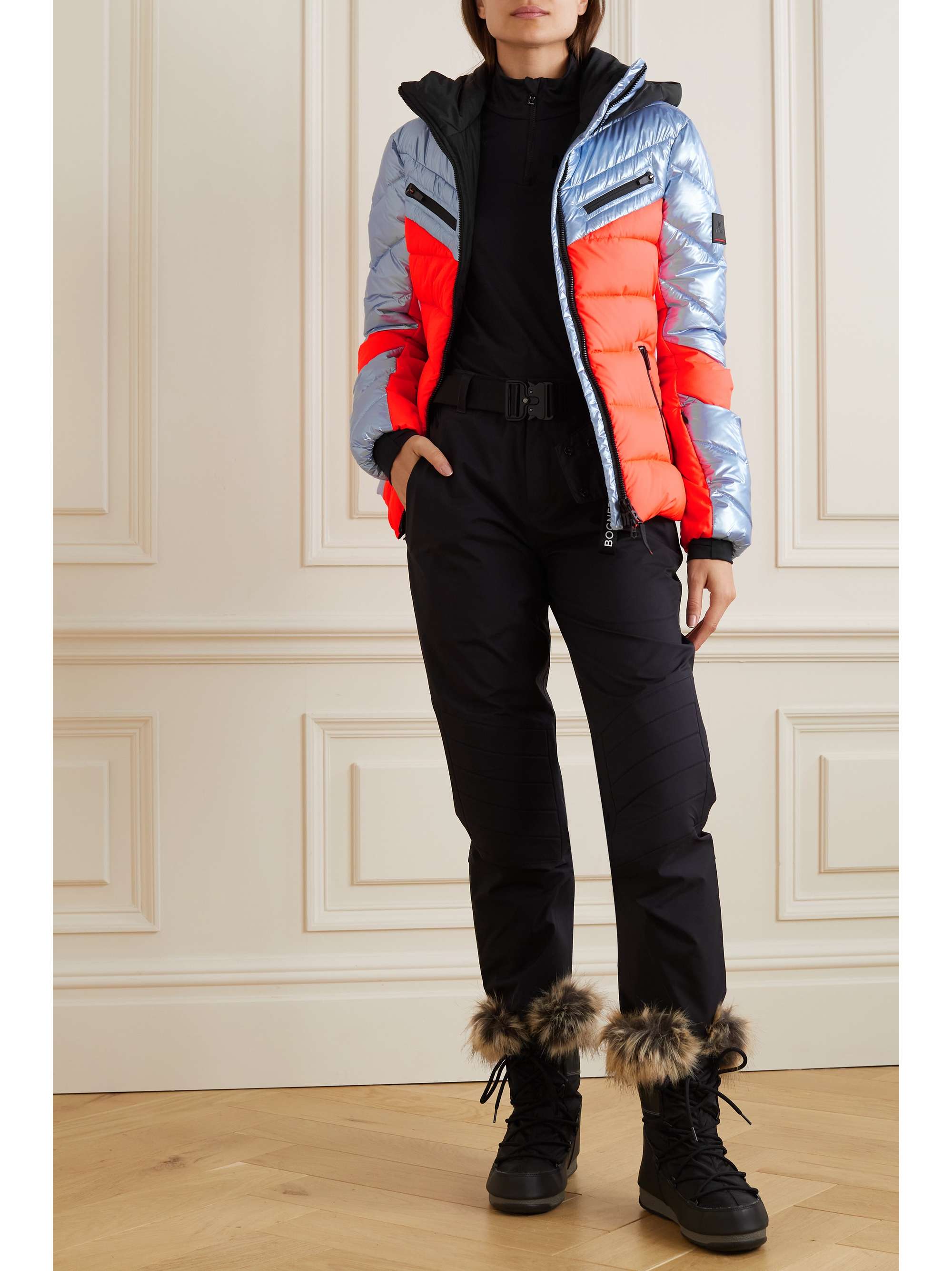 Bright orange Farina3 hooded quilted 