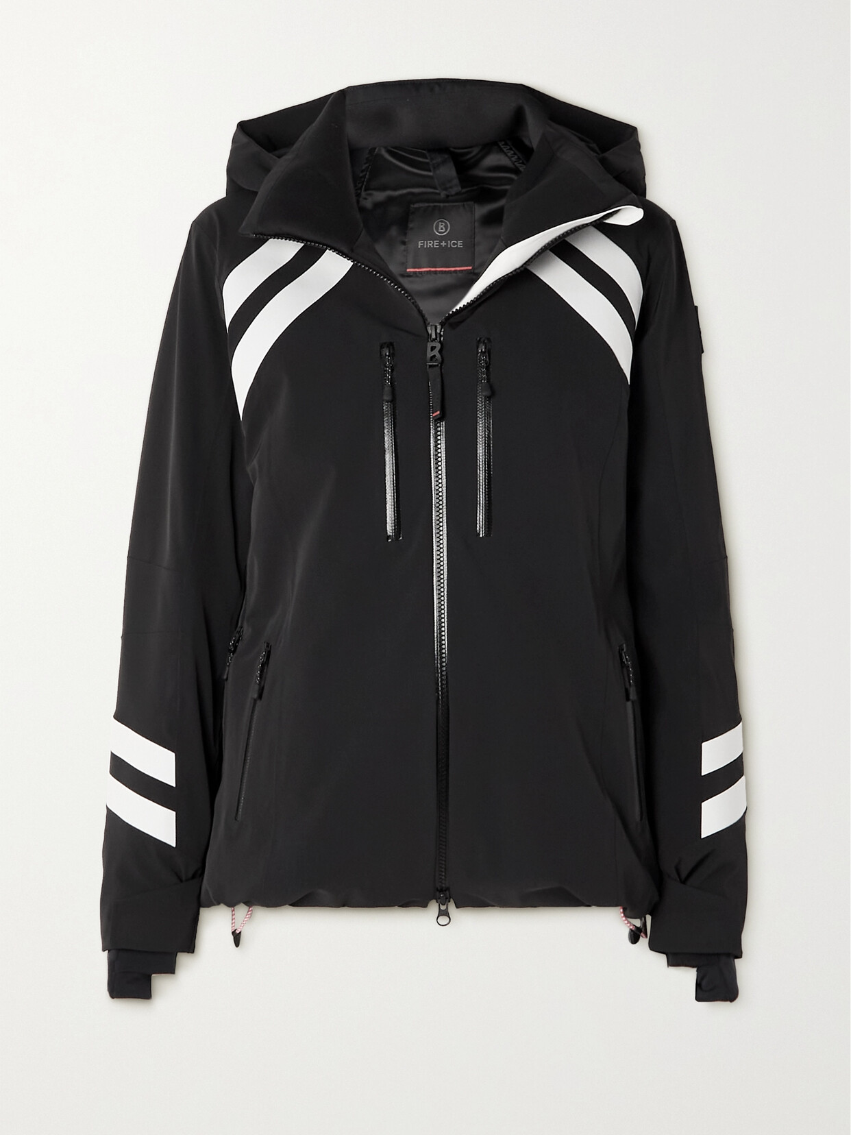 BOGNER FIRE+ICE - Dewi-t Hooded Padded Striped Ski Jacket - Black