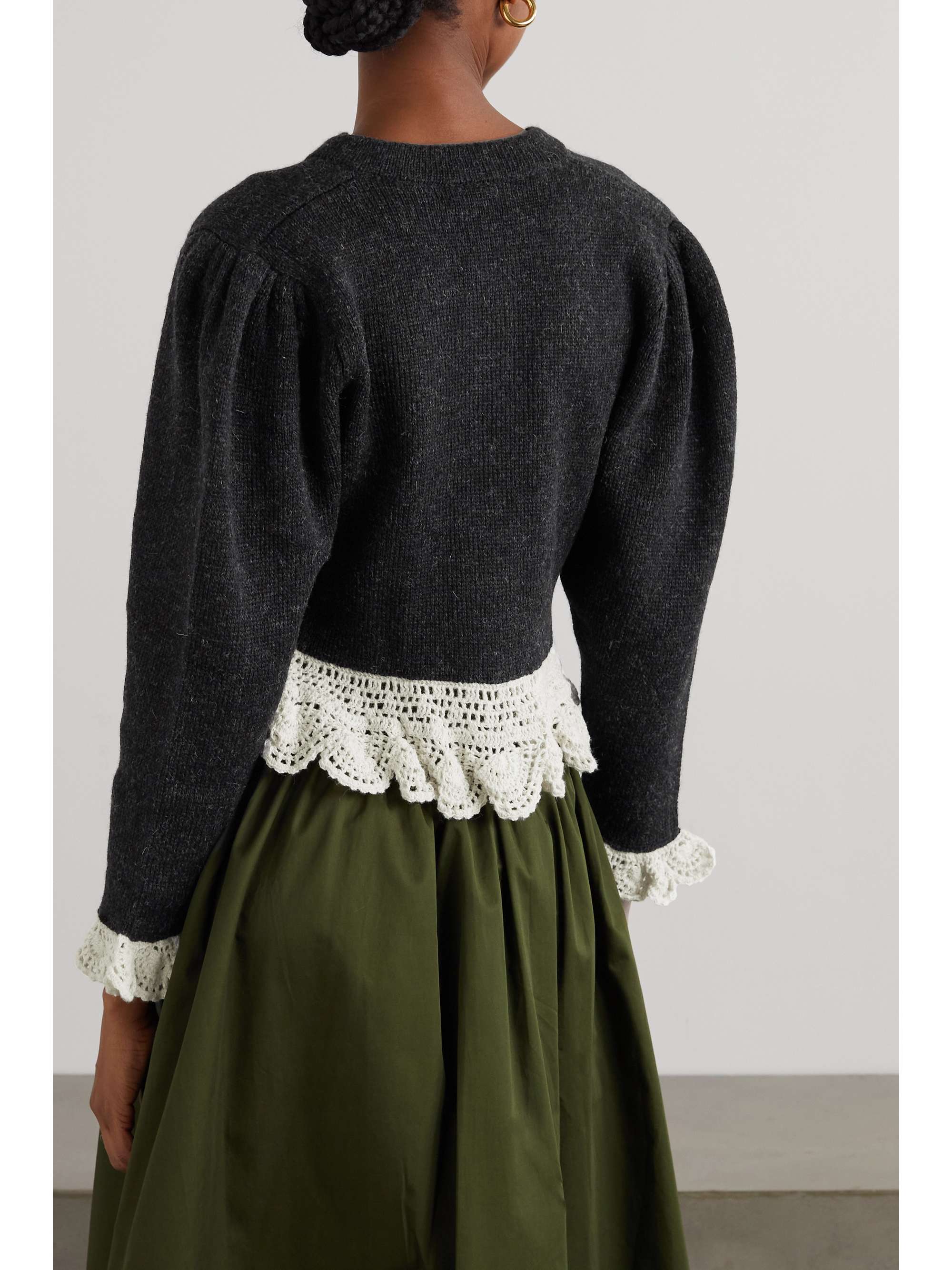 BATSHEVA Grace crochet-trimmed alpaca and wool-blend cardigan