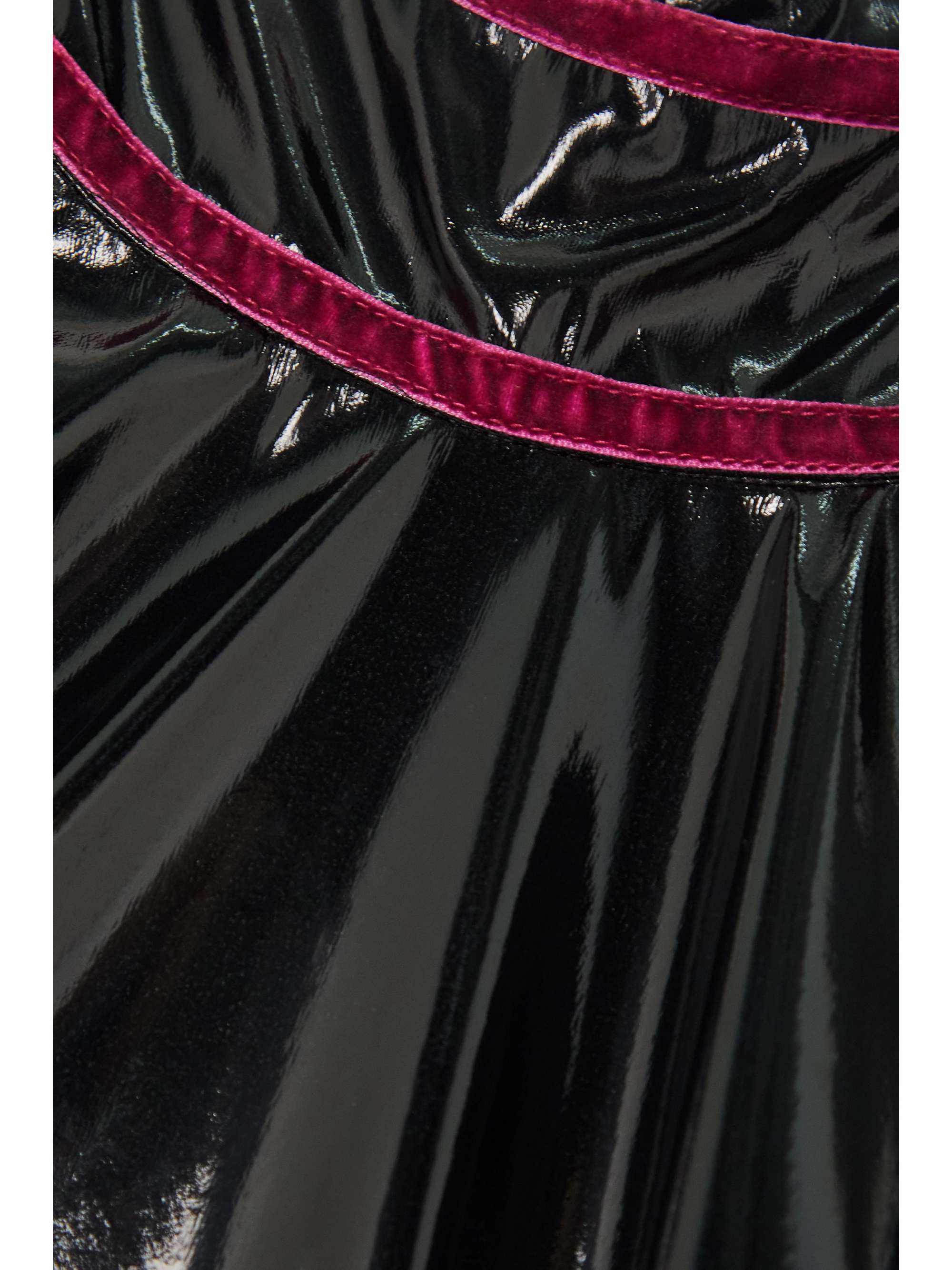 BATSHEVA Tate velvet-trimmed vinyl midi dress