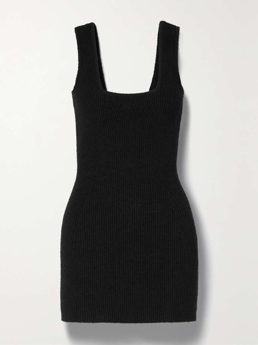 Wardrobe.NYC Ribbed Bouclé-knit Cotton-blend Mini Dress