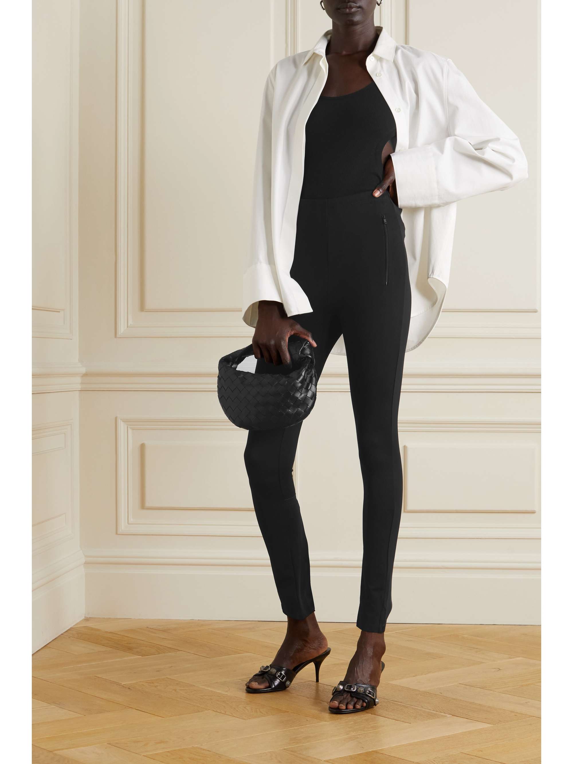 WARDROBE.NYC Back Zip stretchponte leggings NETAPORTER