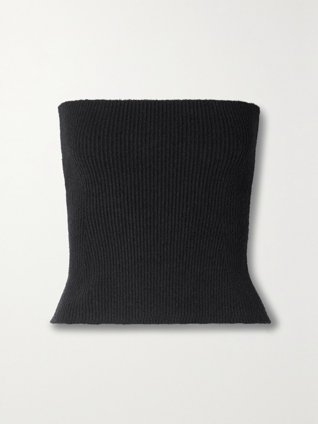 Shop Wardrobe.nyc Strapless Ribbed Cotton-blend Top In Black