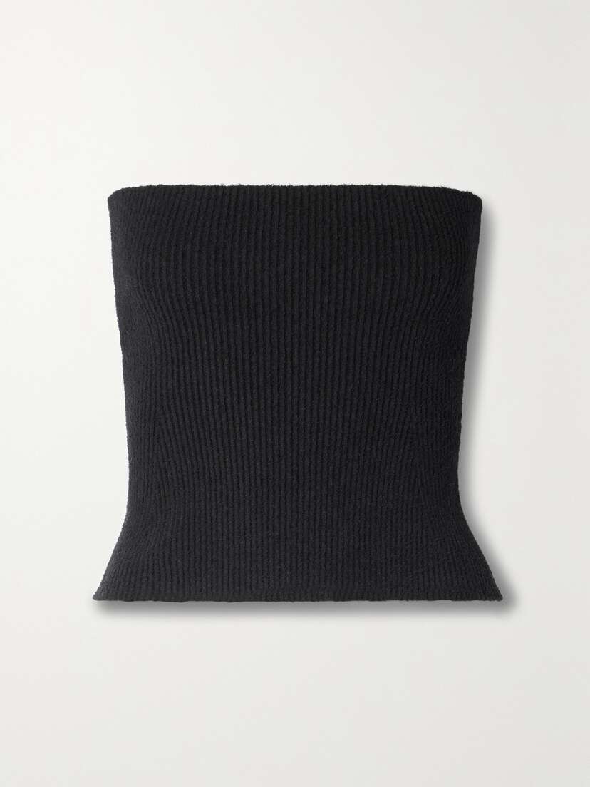 Wardrobe.NYC Strapless Ribbed Cotton-blend Top