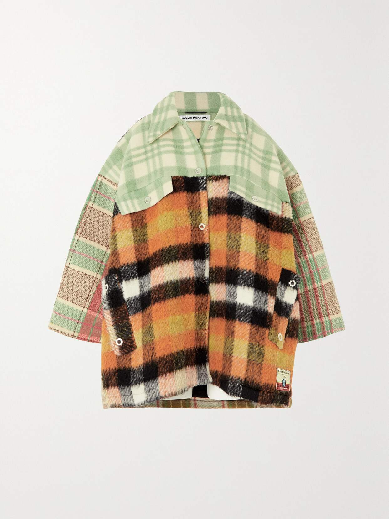 Rave Review Dottie Checked Brushed Wool And Felt Jacket - Orange