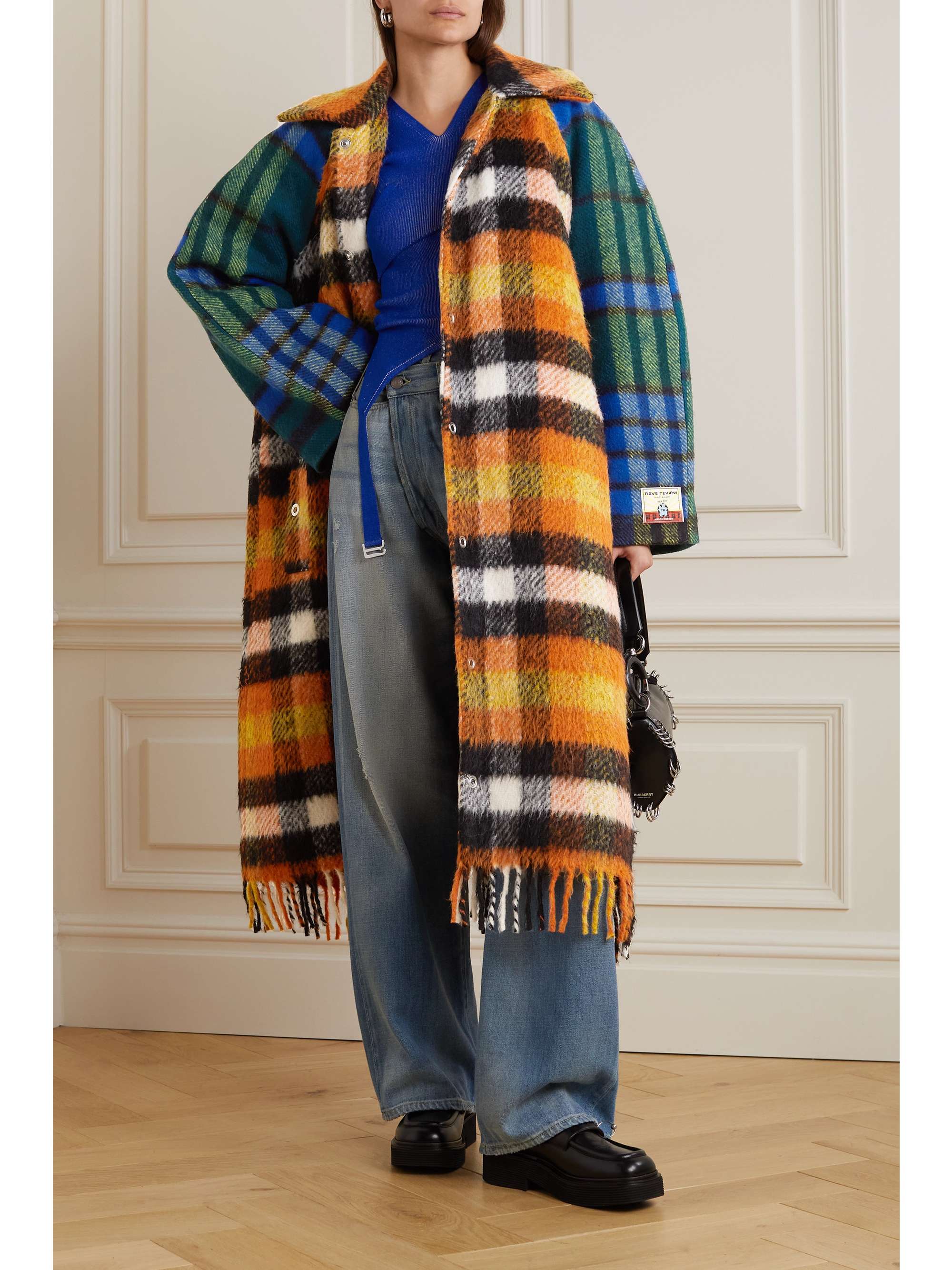 burberry check wool coat
