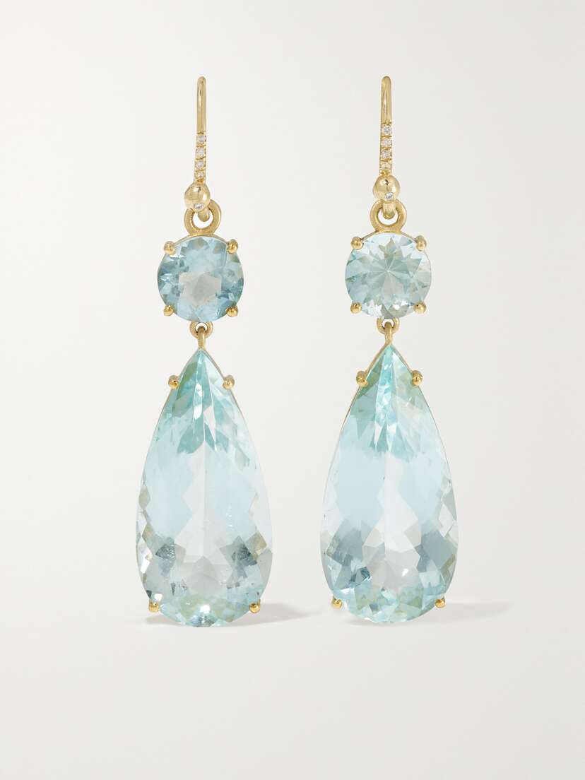 Irene Neuwirth Gemmy Gem 18-karat Gold, Aquamarine And Diamond Earrings