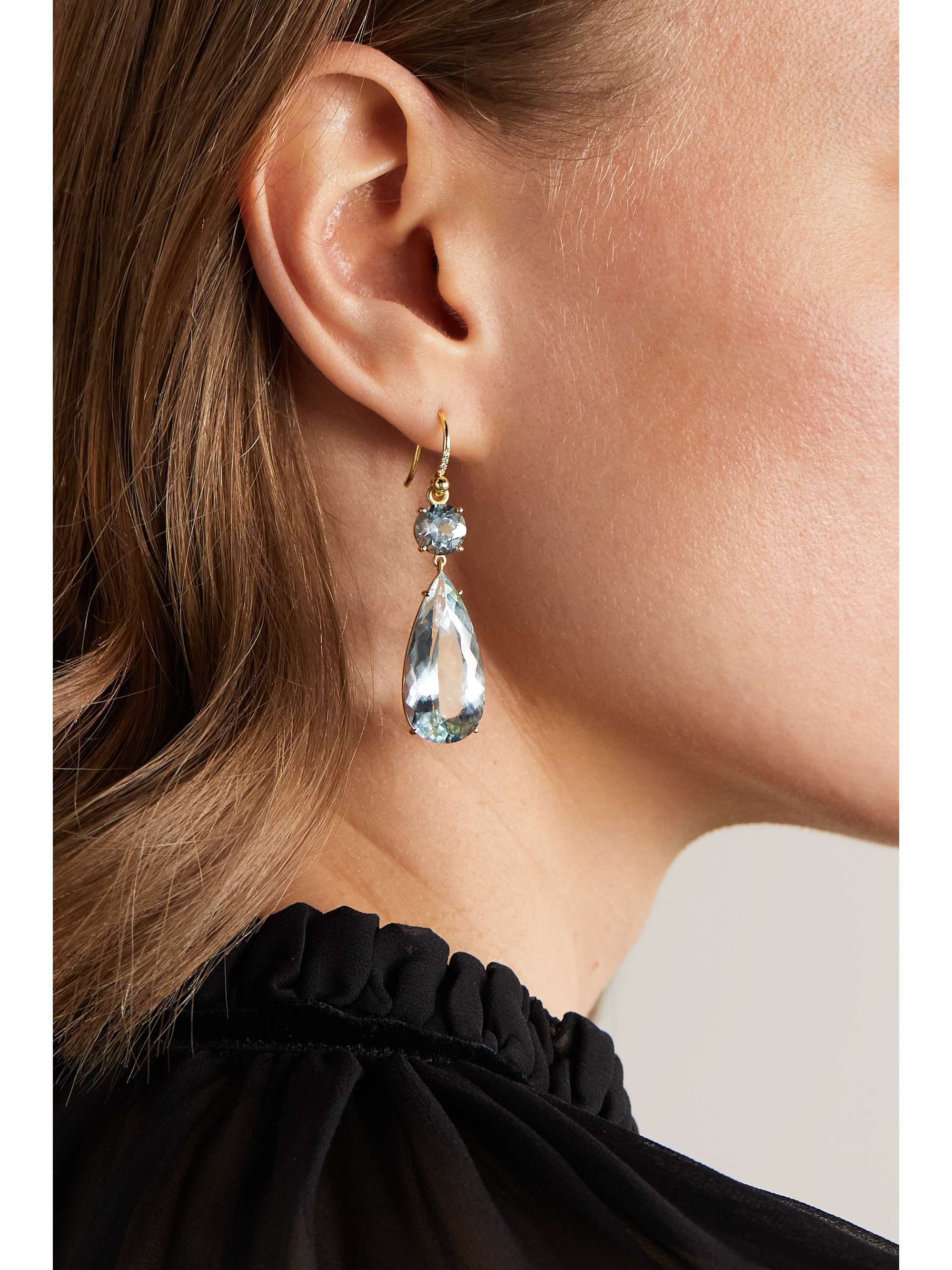 IRENE NEUWIRTH Gemmy Gem 18-karat gold, aquamarine and diamond earrings
