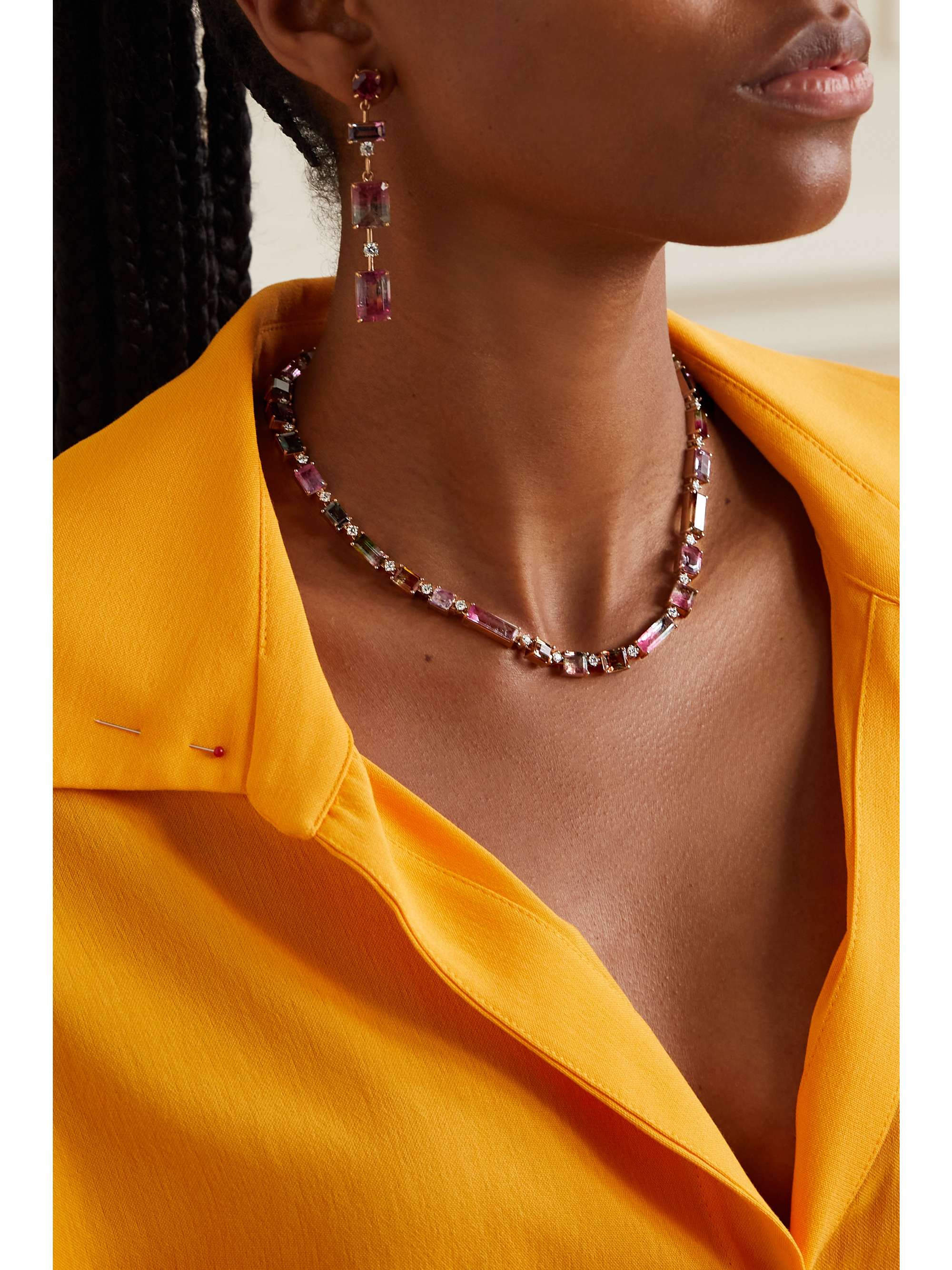 IRENE NEUWIRTH 18-karat rose gold, tourmaline and diamond necklace